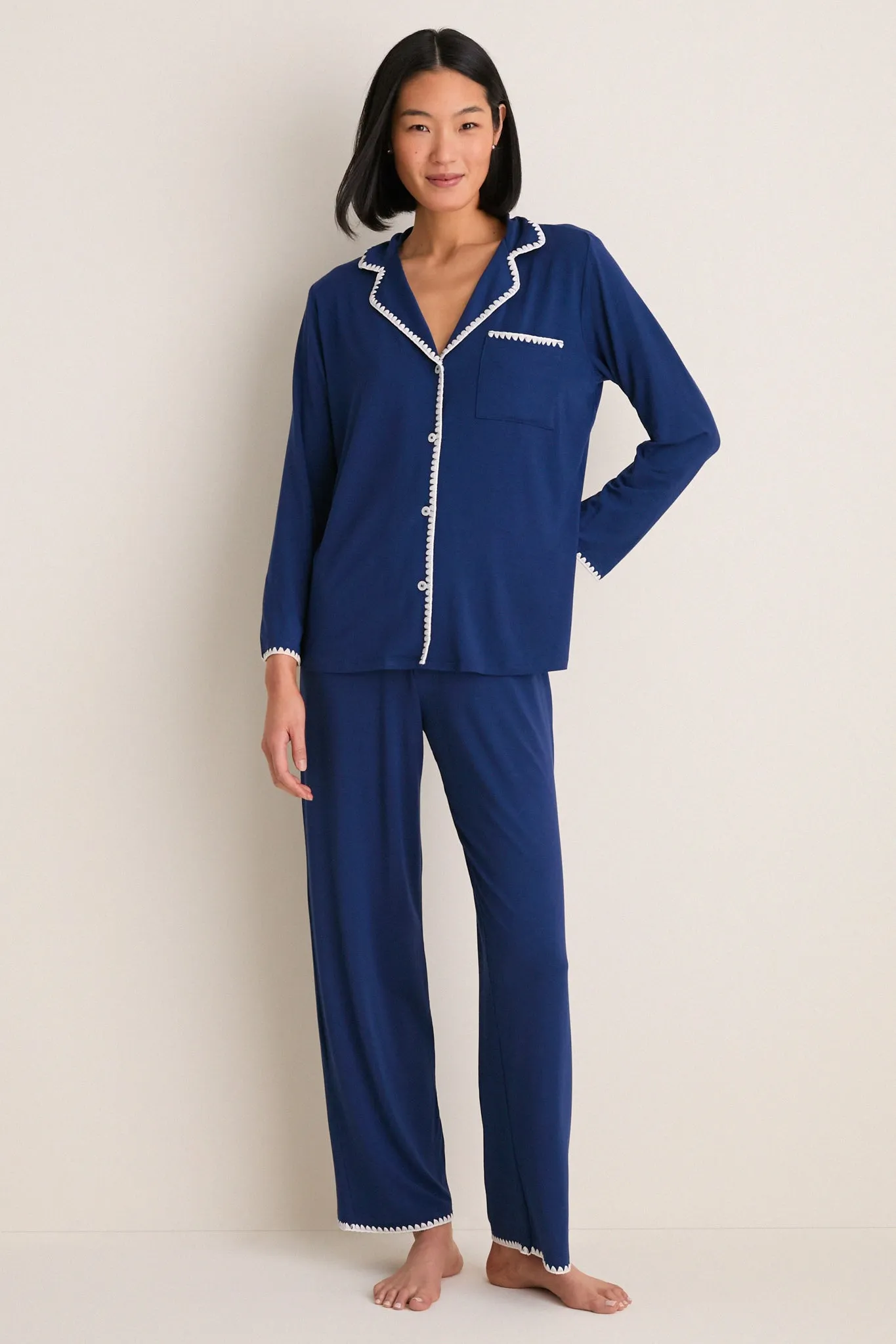 Navy Frida Long PJ Set sold by Tuckernuck