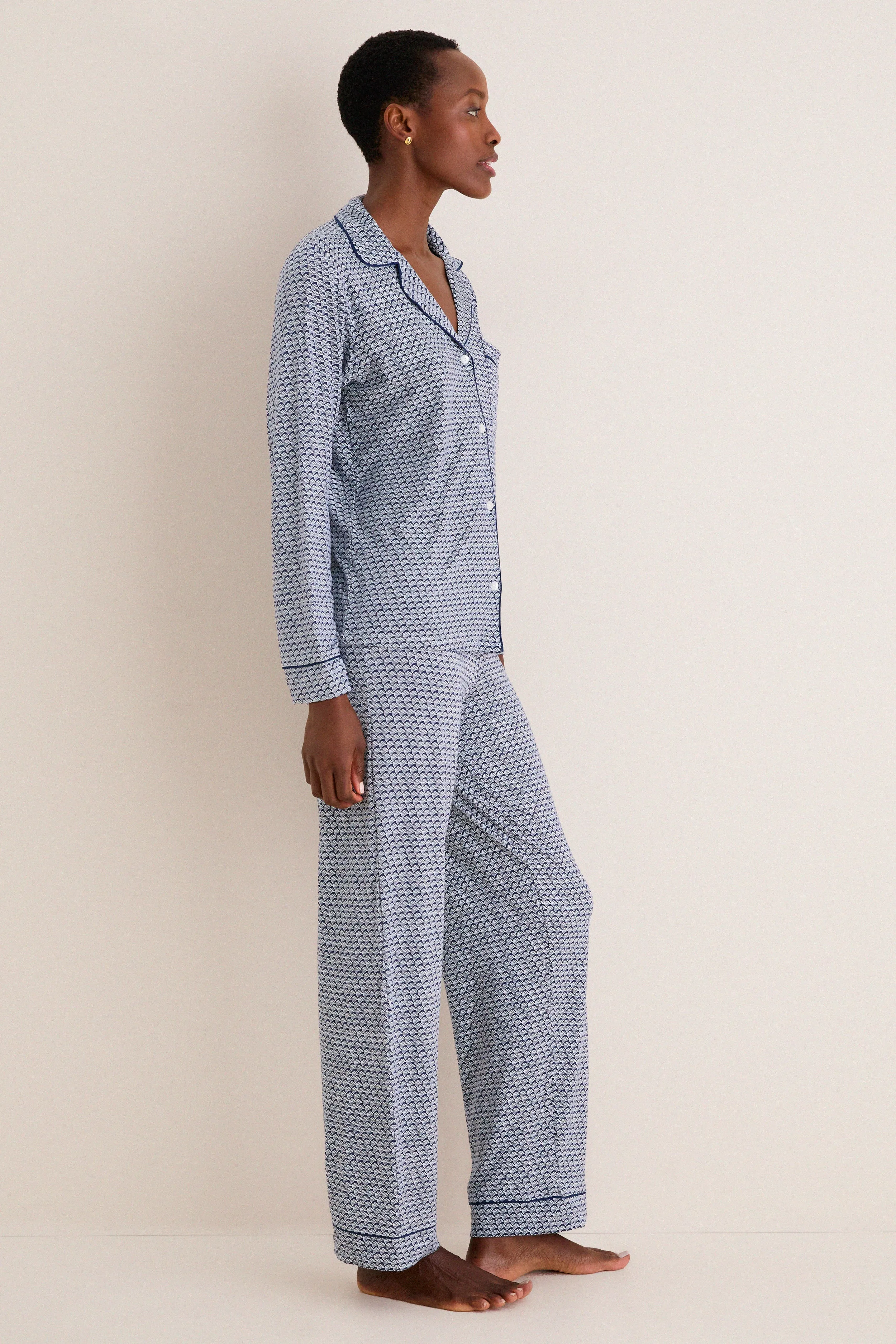 Seashell Navy Gisele Printed Long PJ Set sold by Tuckernuck product image thumbnail 2