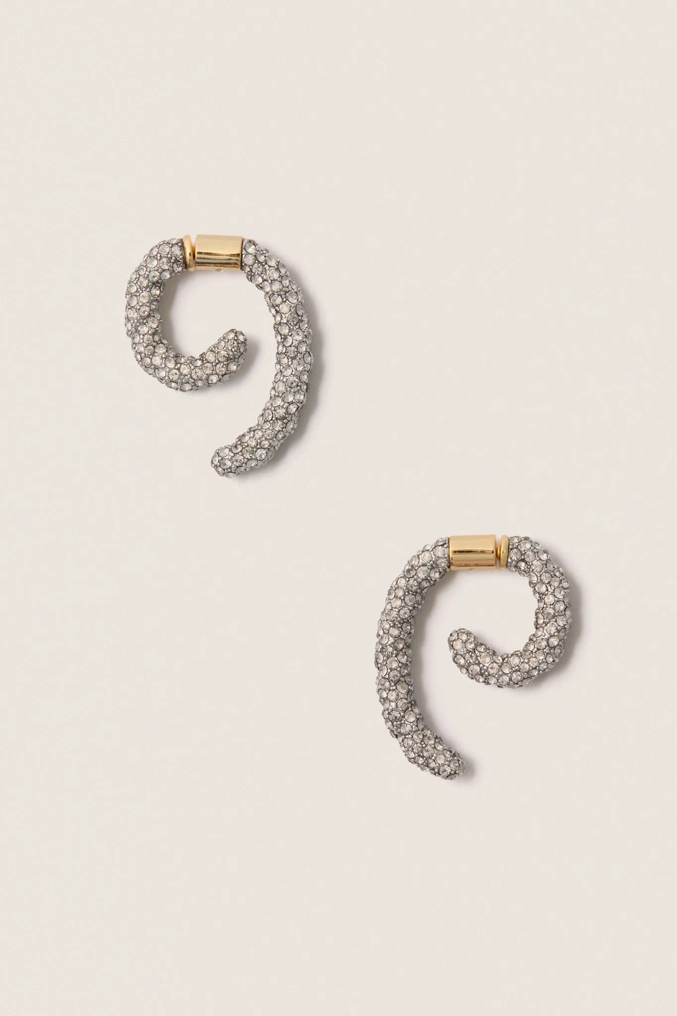 Gold, Silver and Crystal Luna Braided Pave Earrings sold by Tuckernuck
