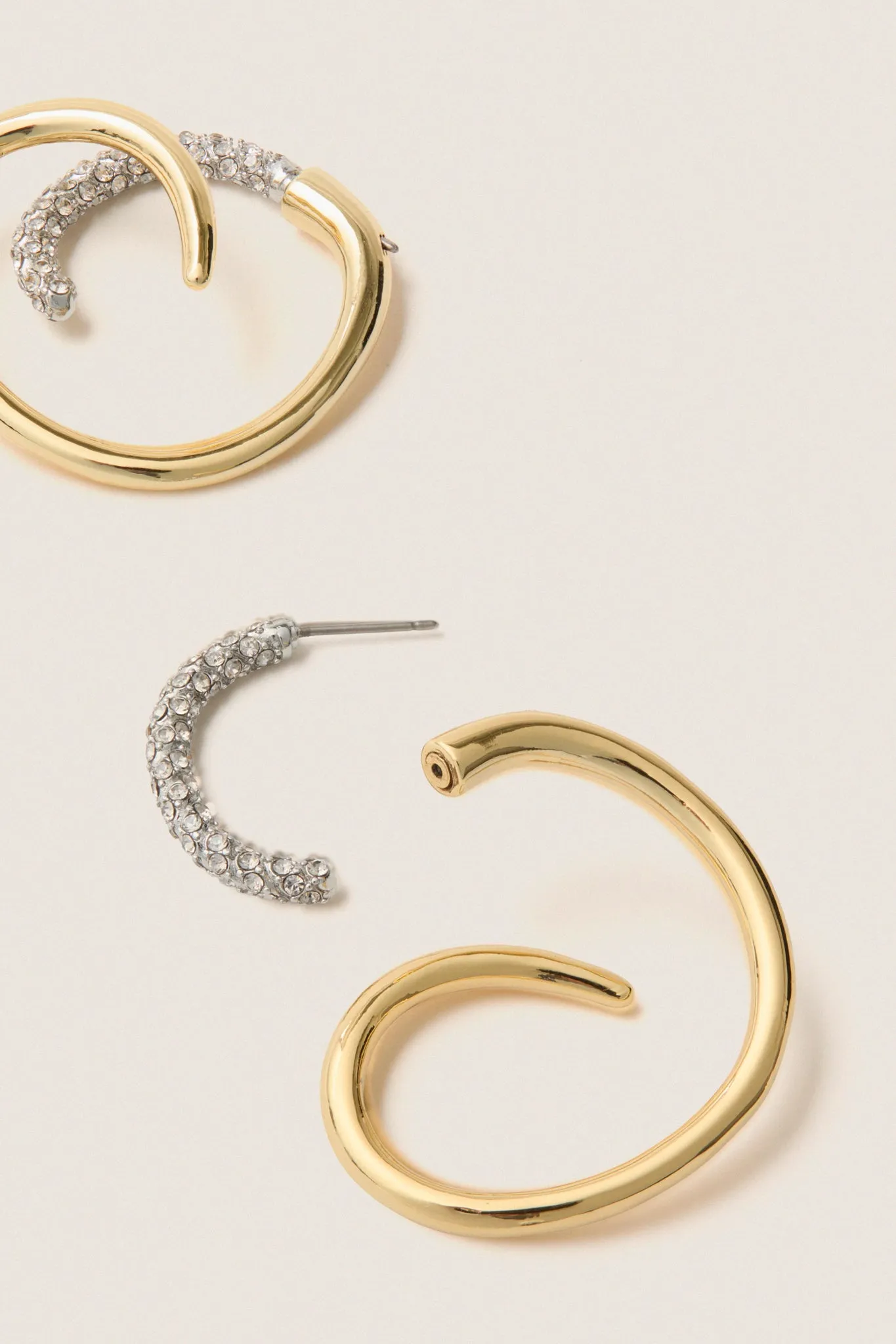 Gold, Silver and Crystal Bowery Earrings sold by Tuckernuck product image thumbnail 3