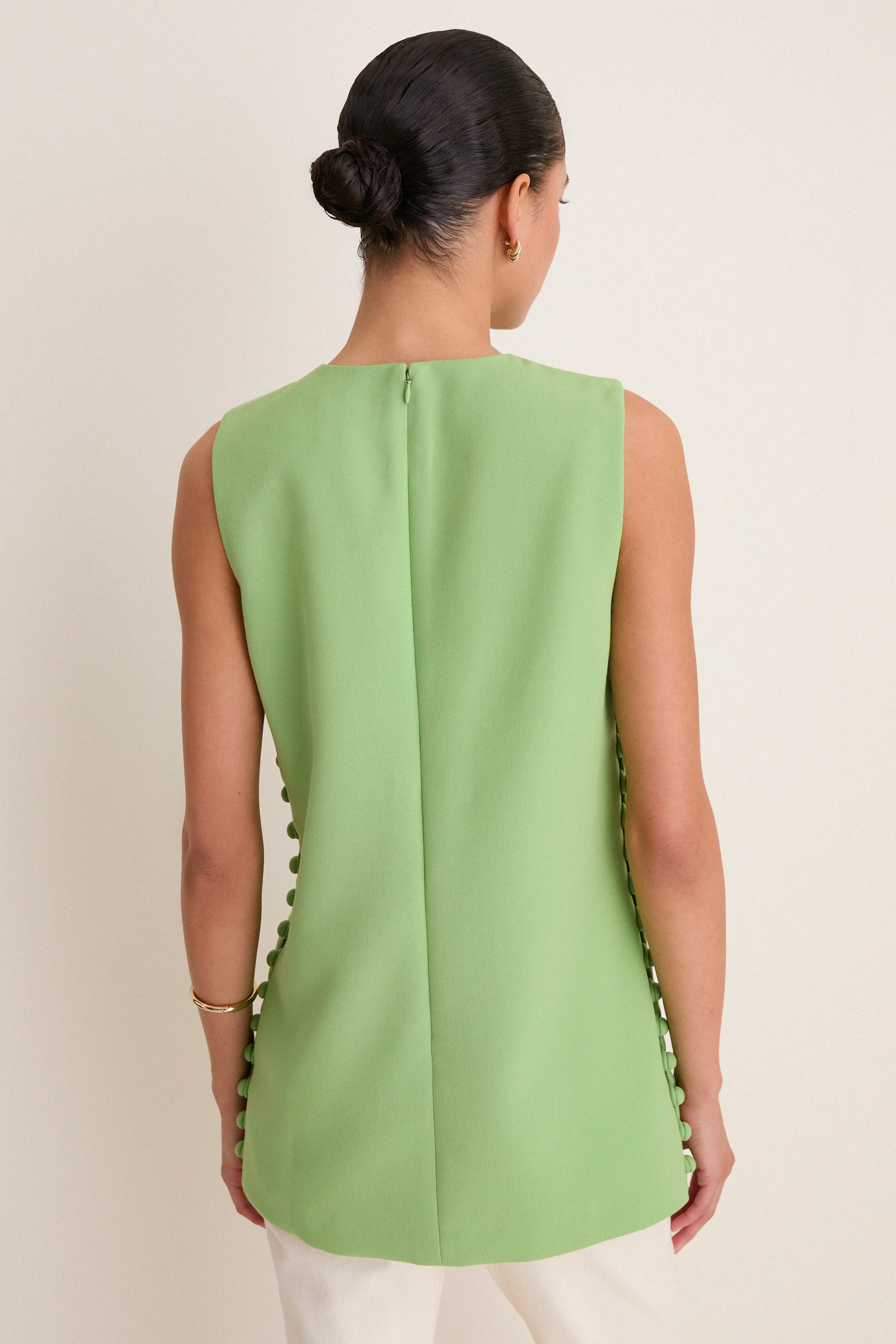 Pistachio Crepe Covered Button Millie Top sold by Tuckernuck product image thumbnail 4