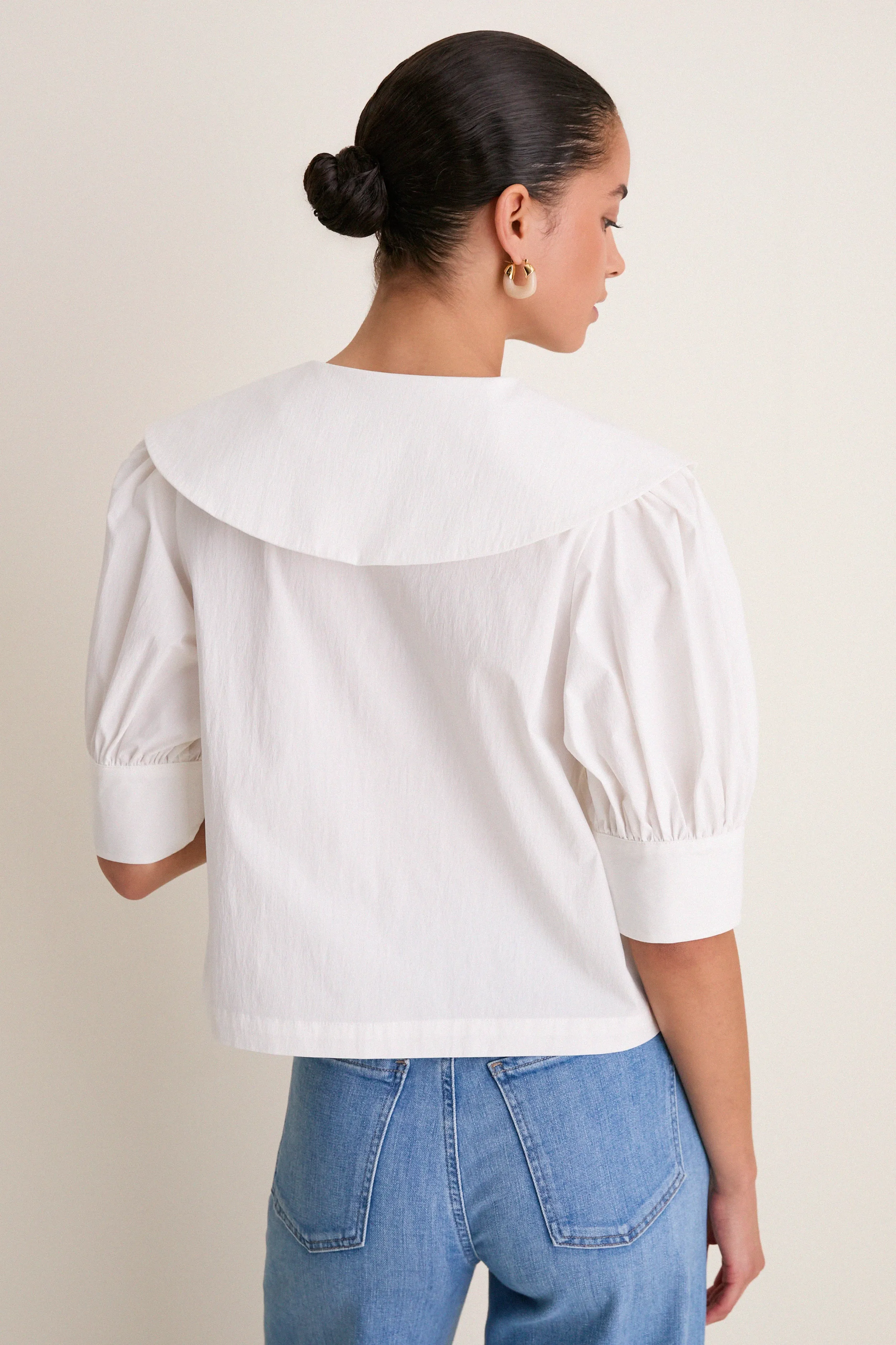 White Cotton Poplin Renee Blouse sold by Tuckernuck product image thumbnail 4