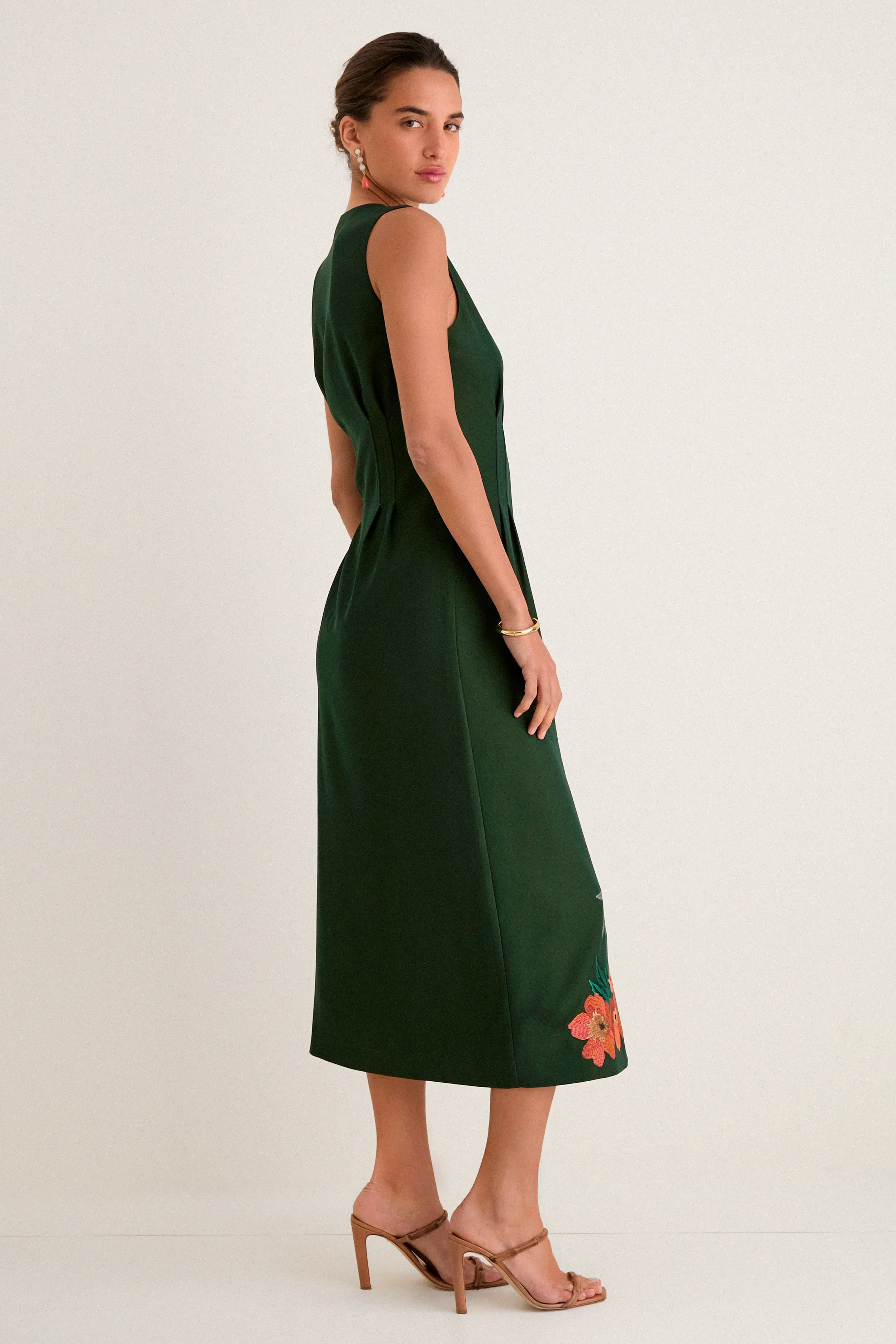 Verdant Green Crepe Embroidered Nell Dress sold by Tuckernuck product image thumbnail 3