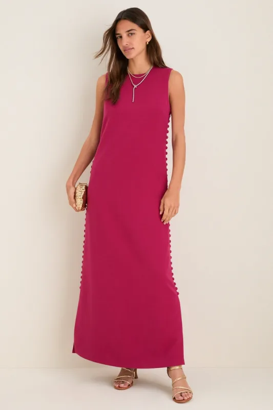 Raspberry Crepe Button Camille Maxi Dress made by Tuckernuck