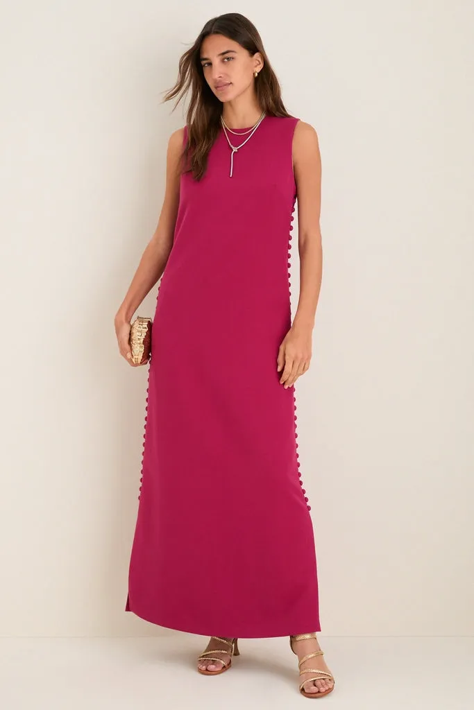 Raspberry Crepe Button Camille Maxi Dress sold by Tuckernuck