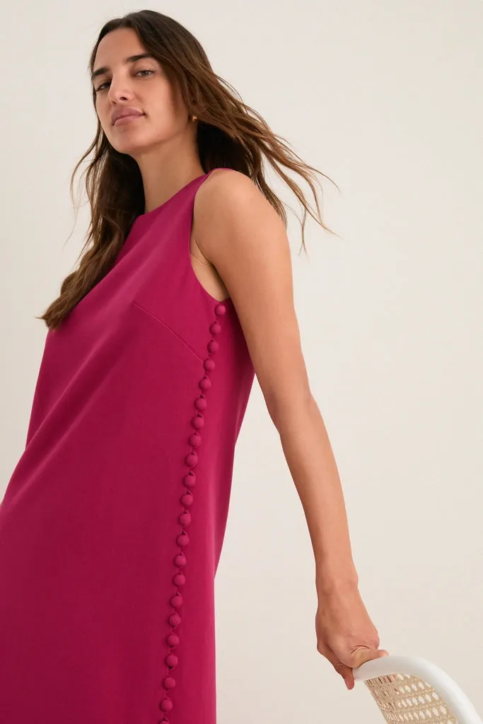 Raspberry Crepe Button Camille Maxi Dress sold by Tuckernuck product image thumbnail 3