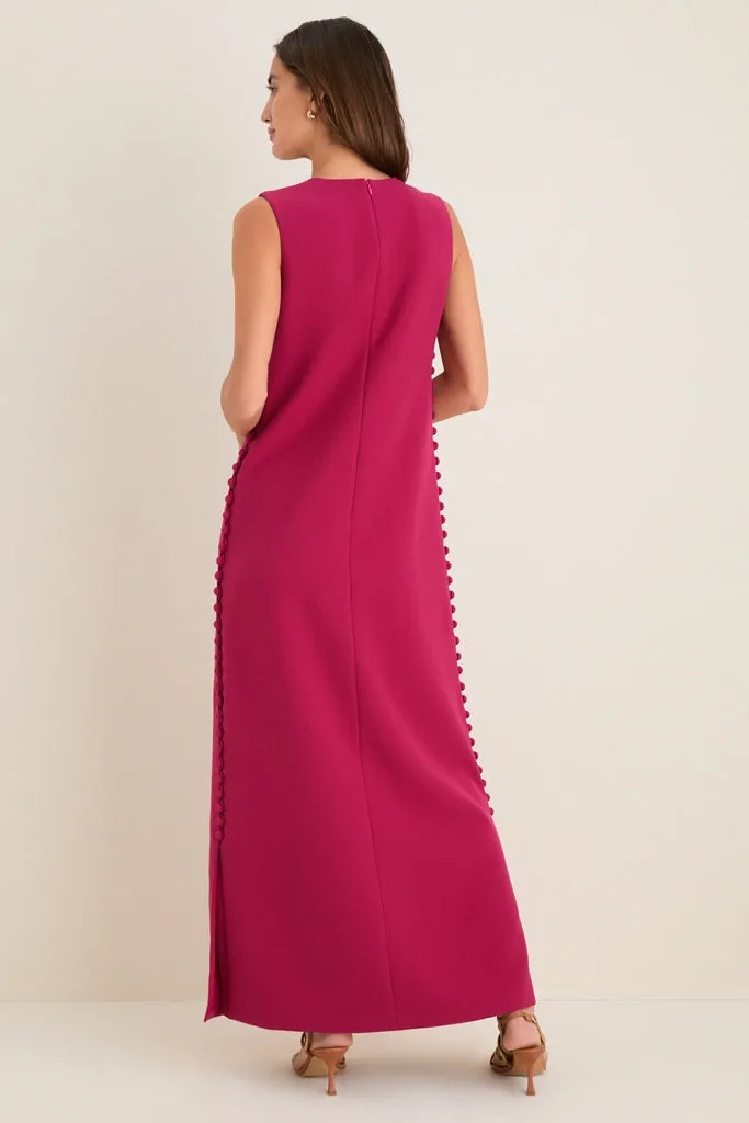 Raspberry Crepe Button Camille Maxi Dress sold by Tuckernuck product image thumbnail 5