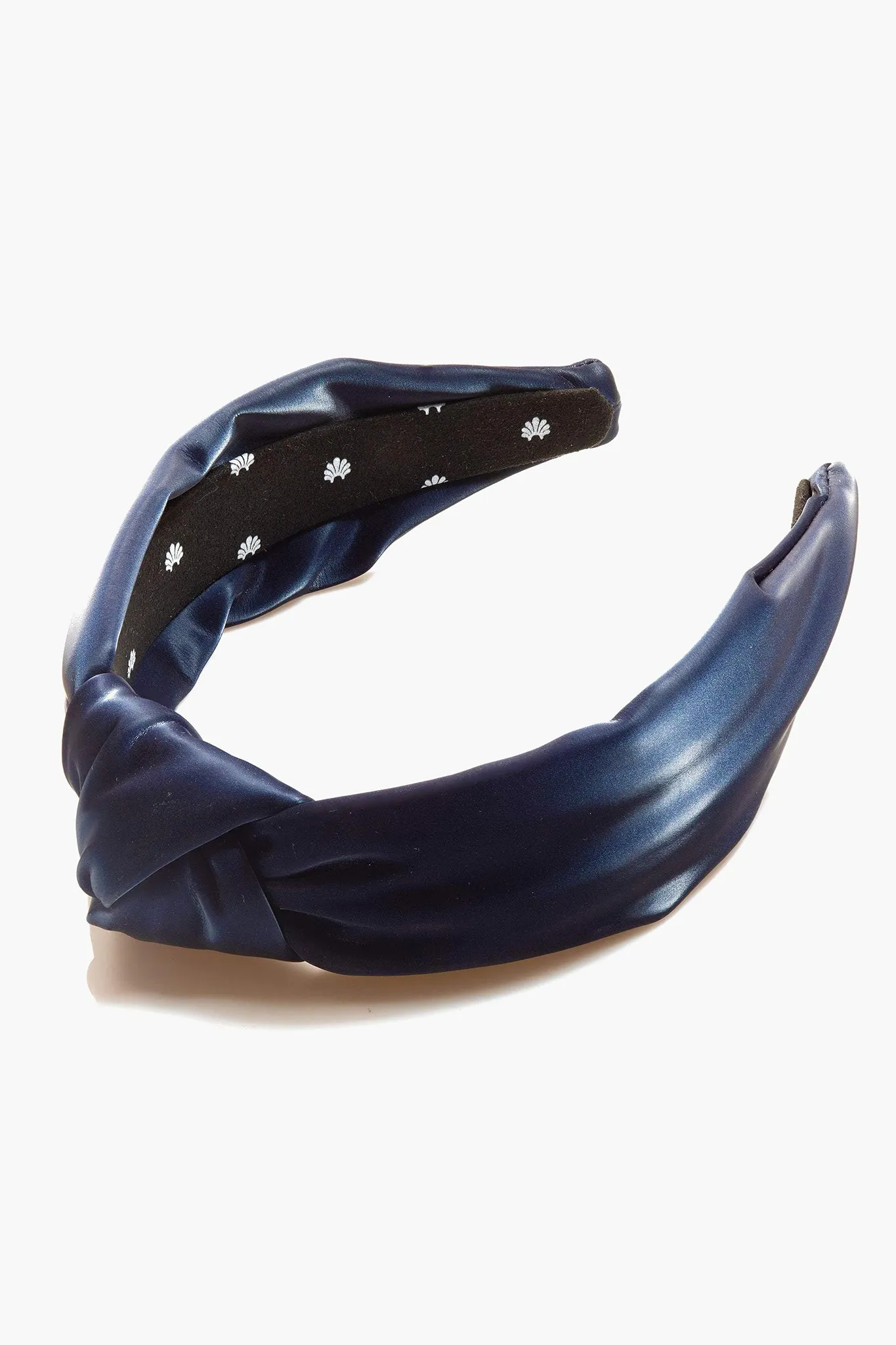 Navy Faux Leather Knotted Headband sold by Tuckernuck