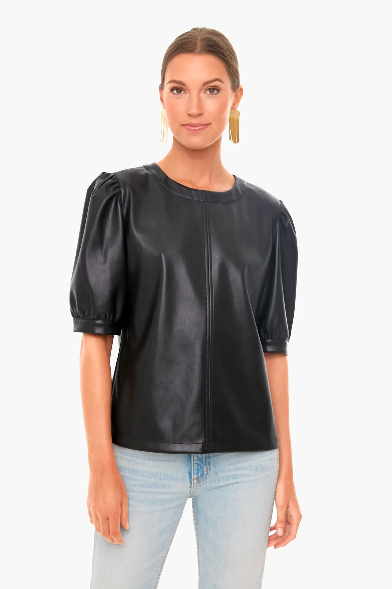 Vegan Leather Puff Sleeve Top sold by Tuckernuck