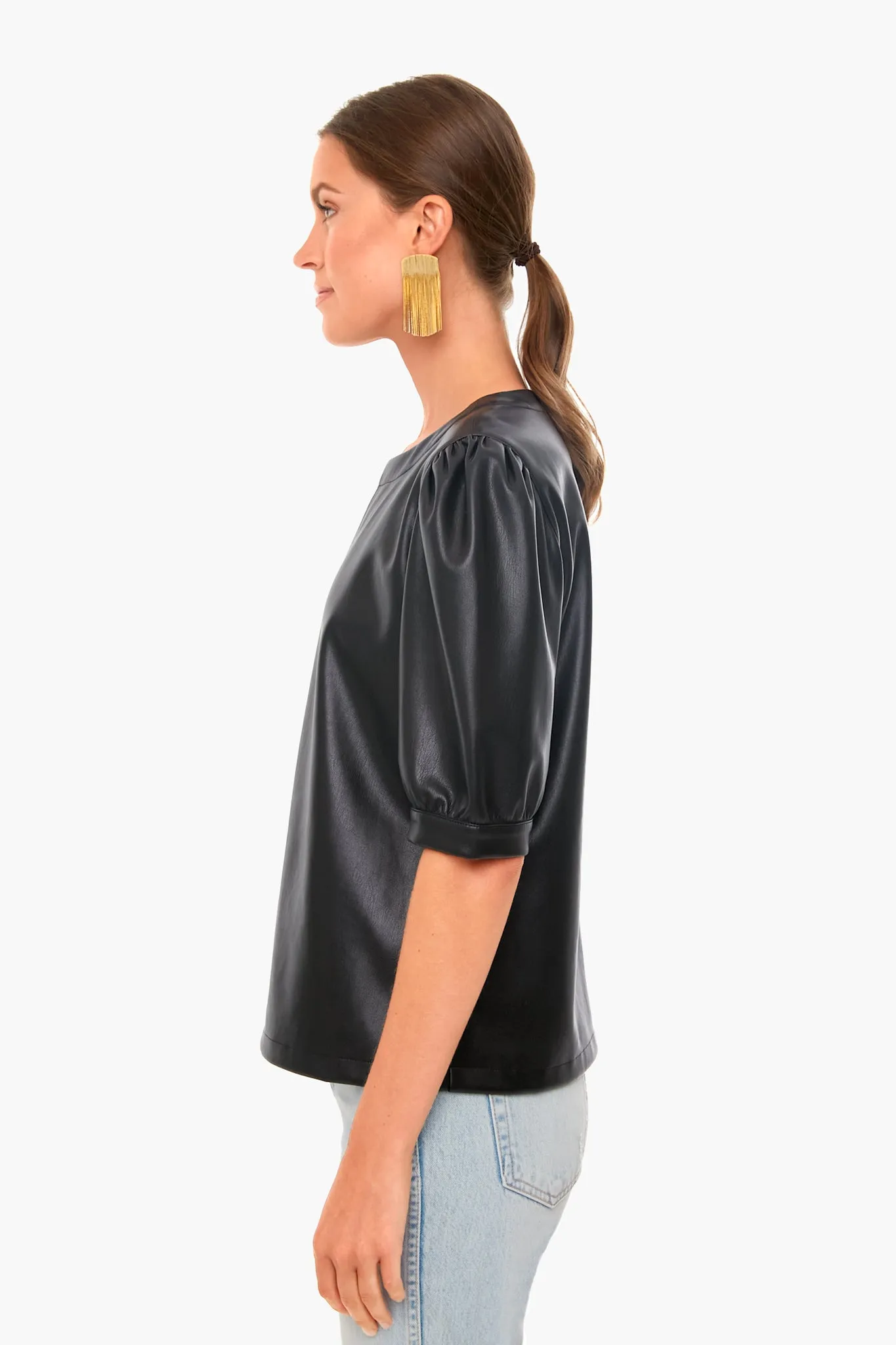Vegan Leather Puff Sleeve Top sold by Tuckernuck product image thumbnail 3