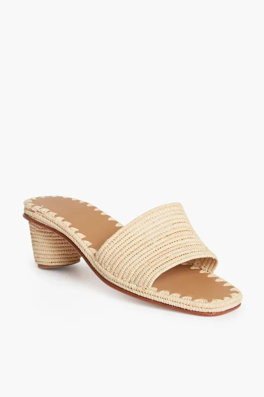 Beige Natural Raffia Bou Heels made by Tuckernuck