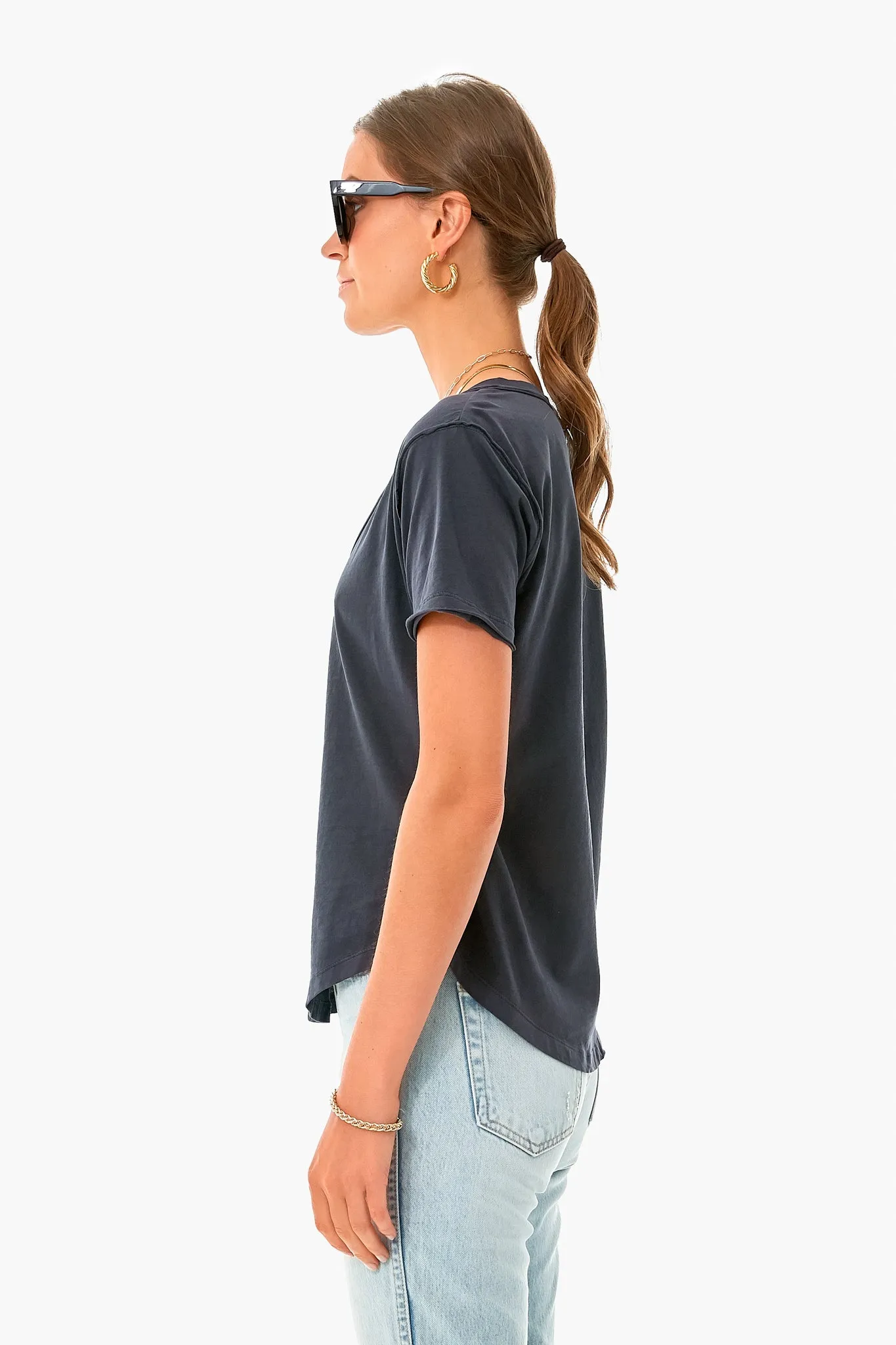 Black Organic Cotton V Neck Tee sold by Tuckernuck product image thumbnail 3