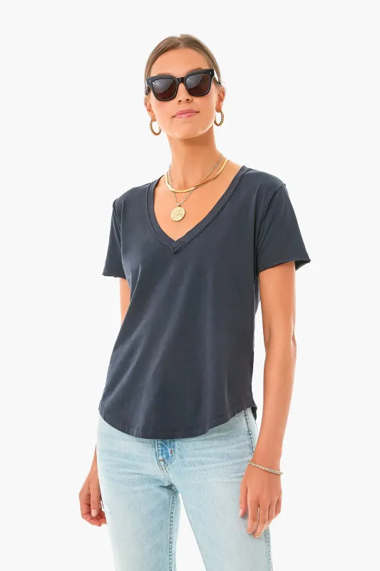 Black Organic Cotton V Neck Tee sold by Tuckernuck