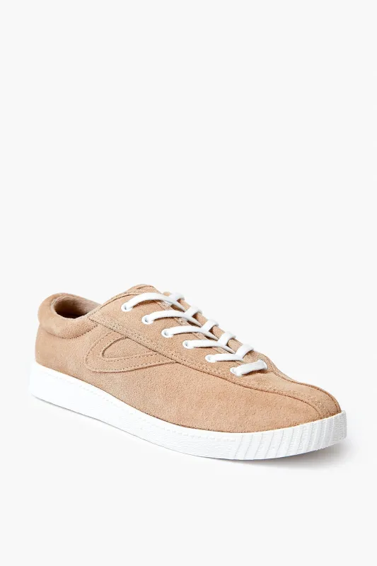Faux Suede Beige Nylite Sneakers made by Tretorn