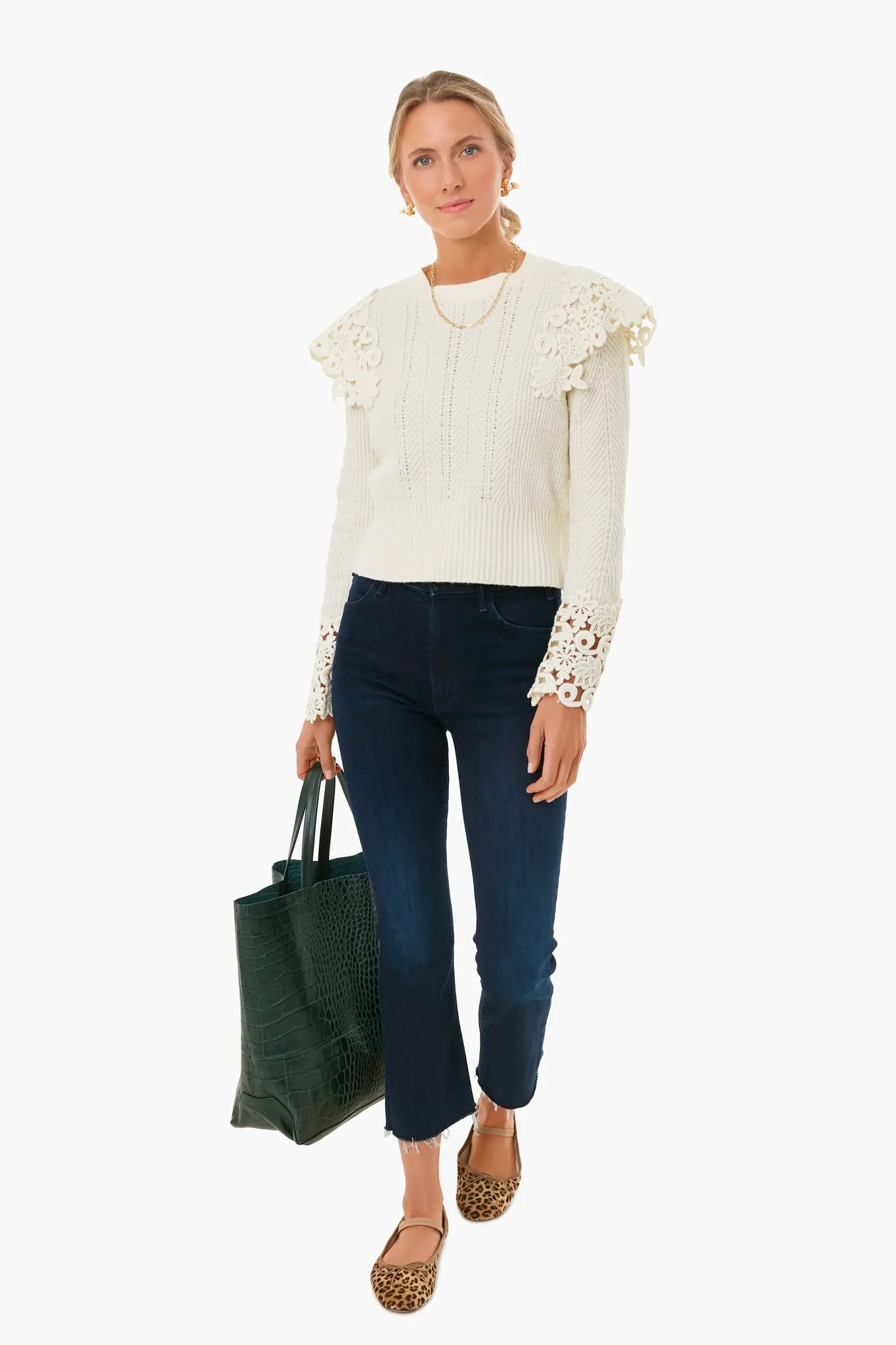 Ivory Zandra Longsleeve Knit with Lace sold by Tuckernuck product image thumbnail 2