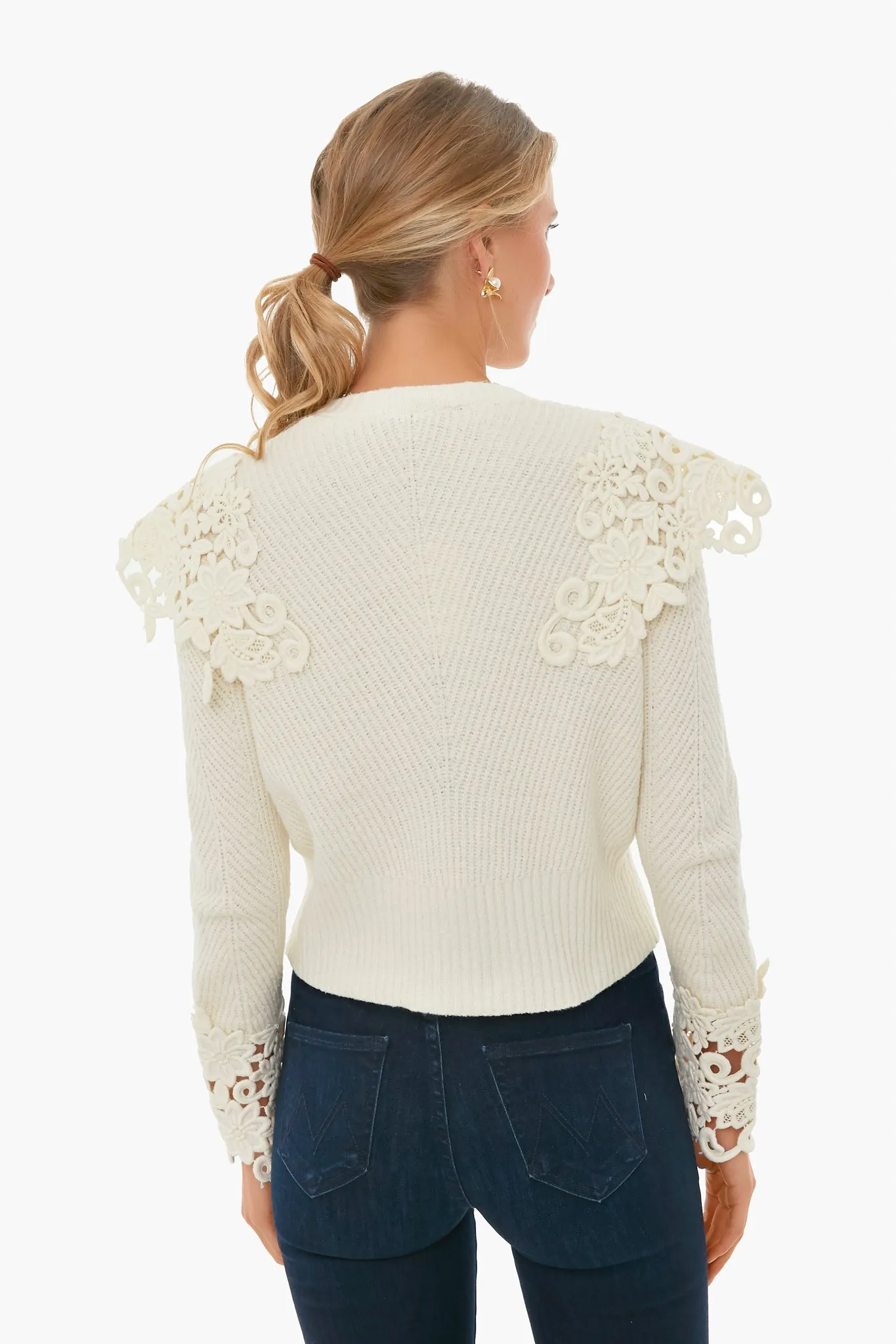 Ivory Zandra Longsleeve Knit with Lace sold by Tuckernuck product image thumbnail 3
