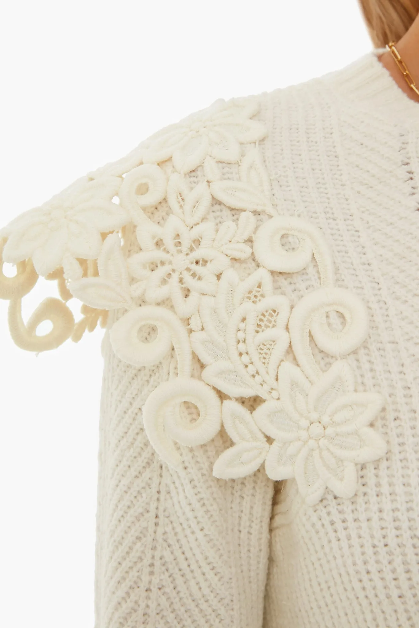 Ivory Zandra Longsleeve Knit with Lace sold by Tuckernuck product image thumbnail 4
