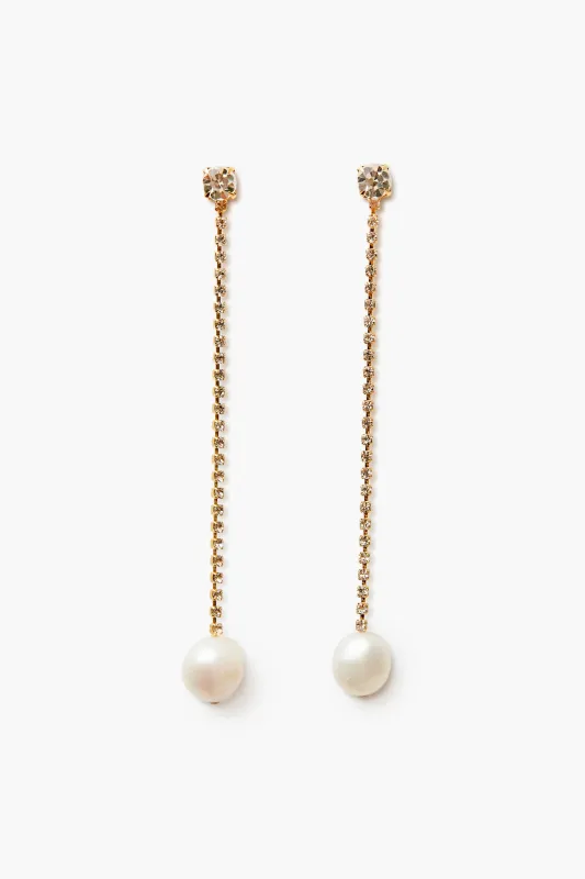 Pearl Rhinestone Chain Earrings sold by Tuckernuck
