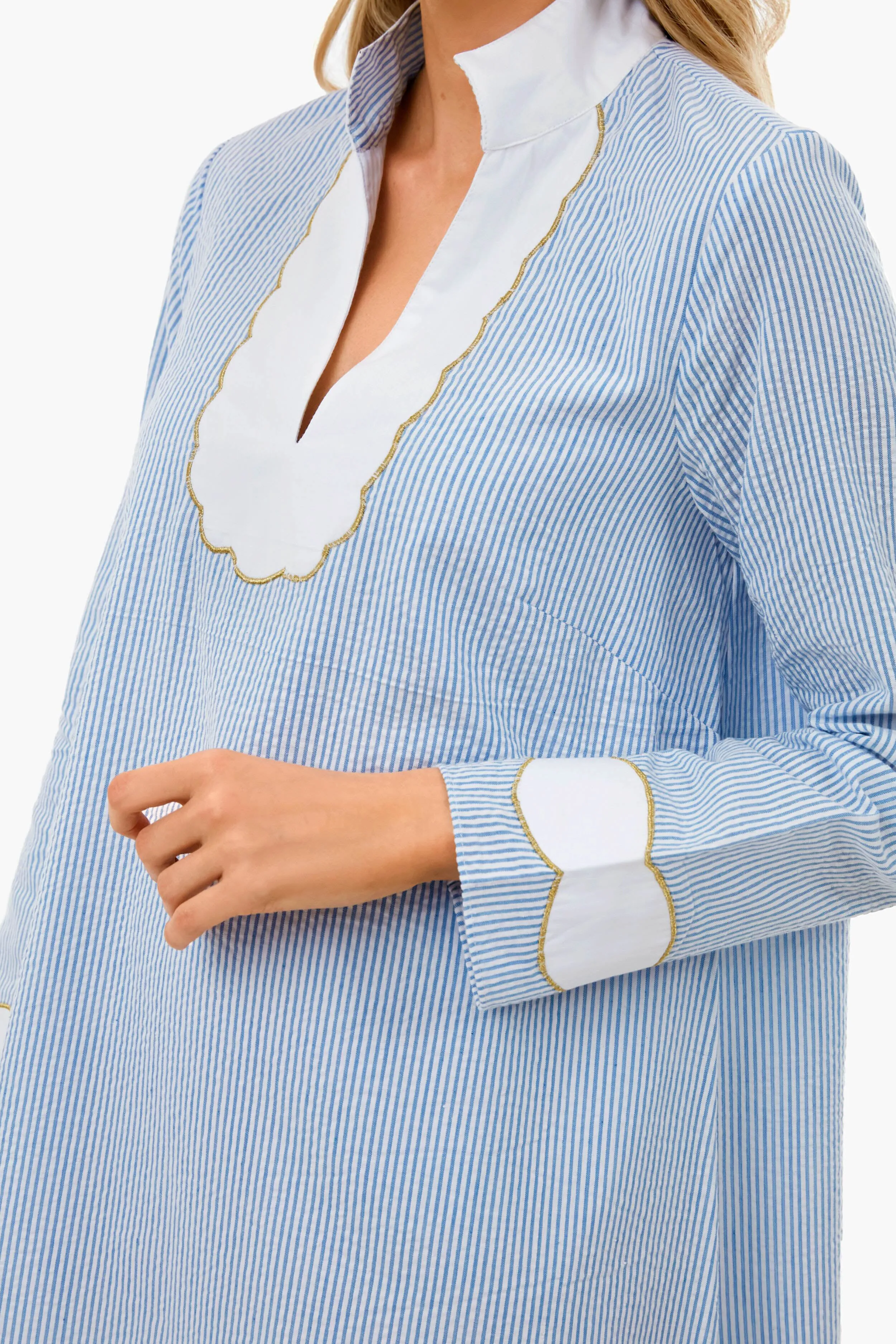 Blue Seersucker Gail Dress sold by Tuckernuck product image thumbnail 5