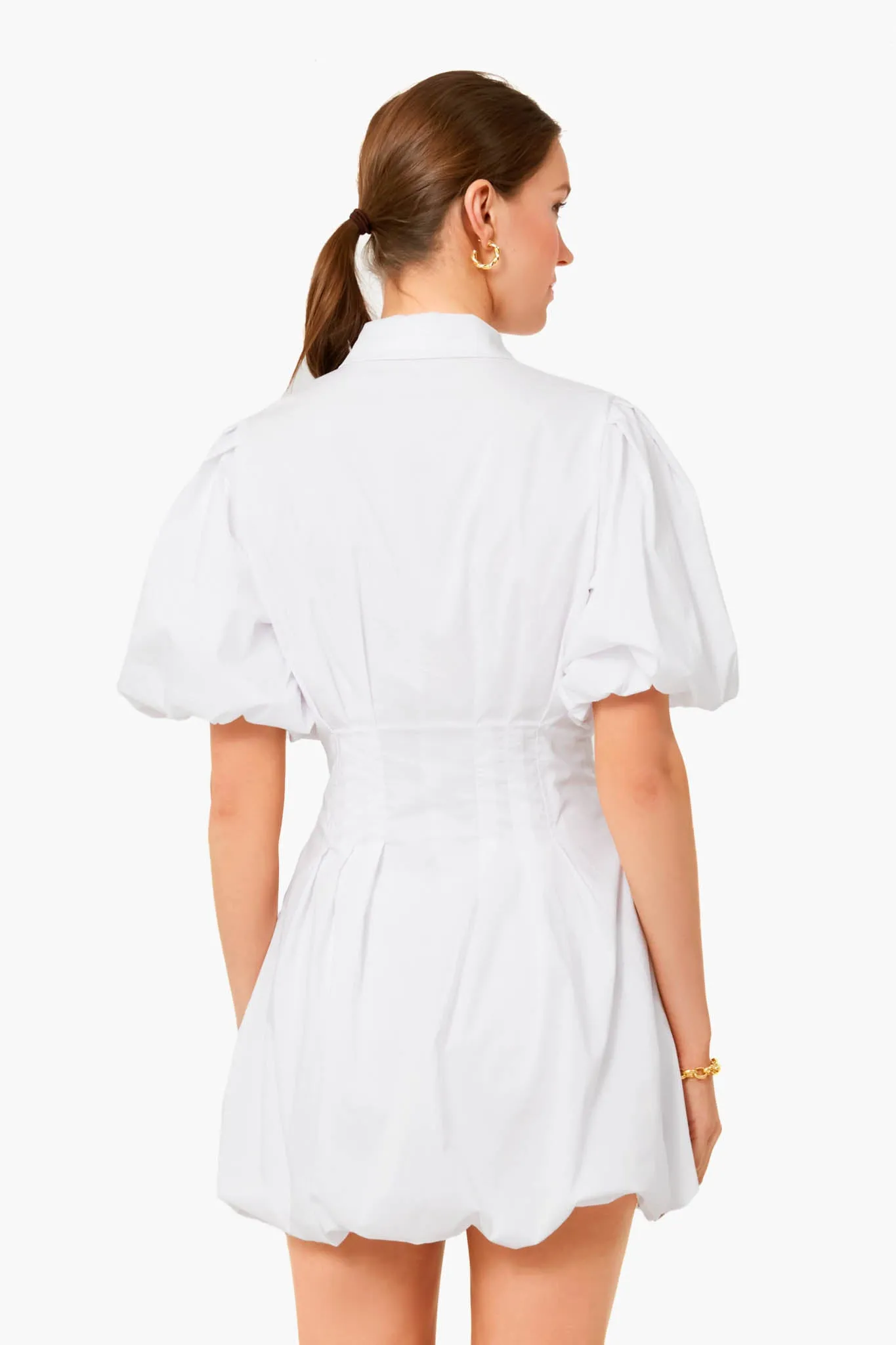 White Cleo Core Pleated Poplin Balloon Pintuck Mini Dress sold by Tuckernuck product image thumbnail 4
