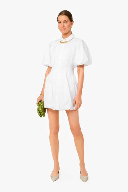 White Cleo Core Pleated Poplin Balloon Pintuck Mini Dress sold by Tuckernuck