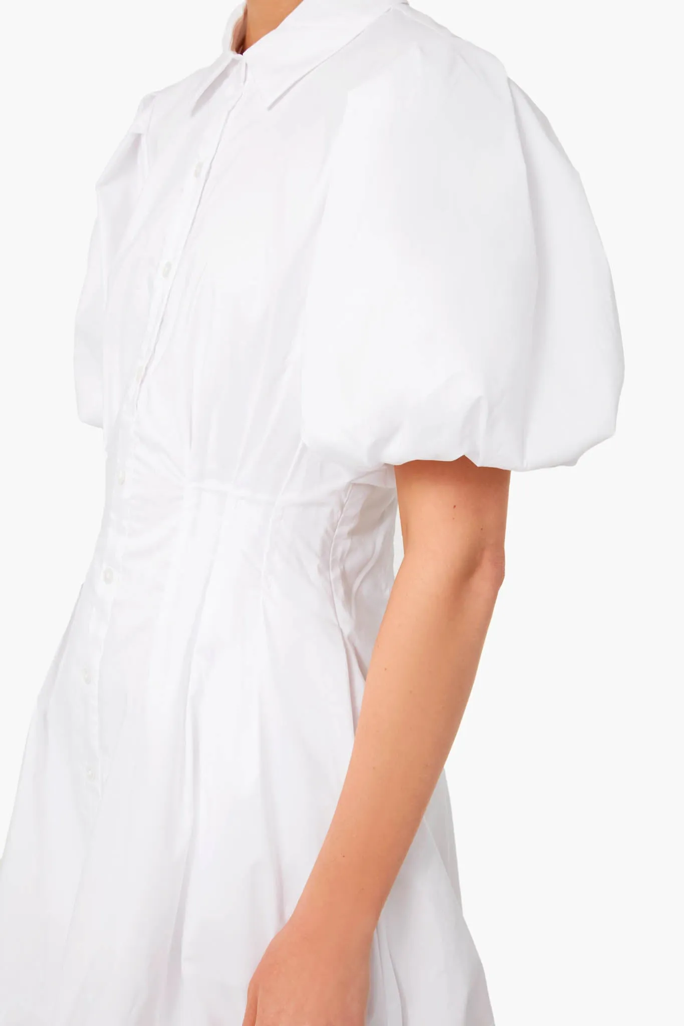 White Cleo Core Pleated Poplin Balloon Pintuck Mini Dress sold by Tuckernuck product image thumbnail 5