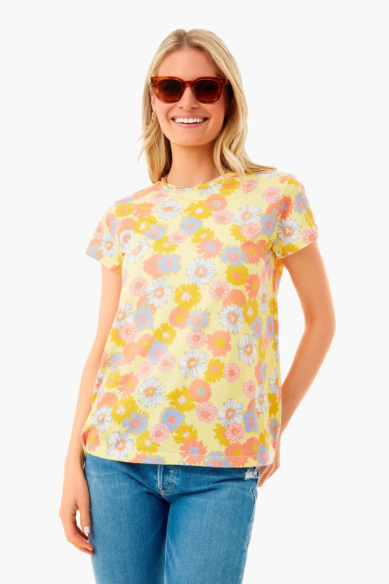 White Vintage Floral Swing Crew Tee sold by Tuckernuck