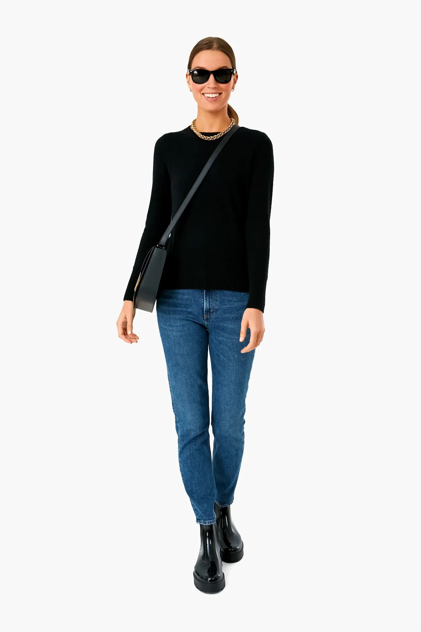 Black Cashmere Classic Crewneck Sweater sold by Tuckernuck product image thumbnail 2