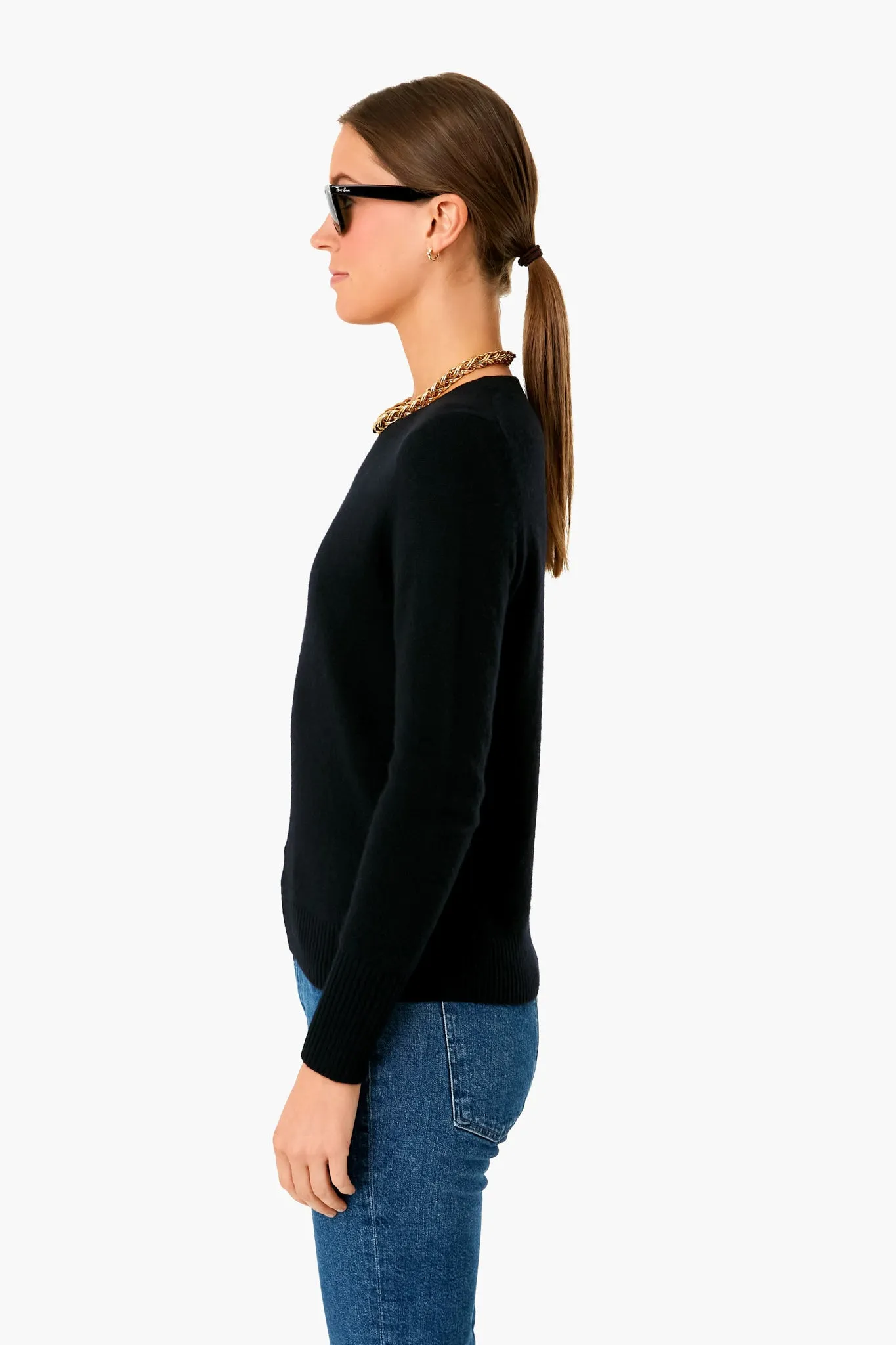 Black Cashmere Classic Crewneck Sweater sold by Tuckernuck product image thumbnail 3