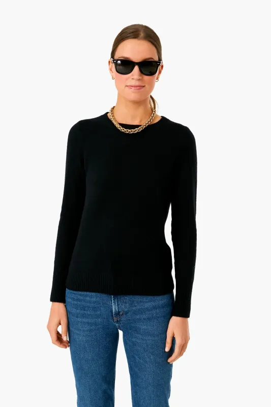 Black Cashmere Classic Crewneck Sweater made by White + Warren
