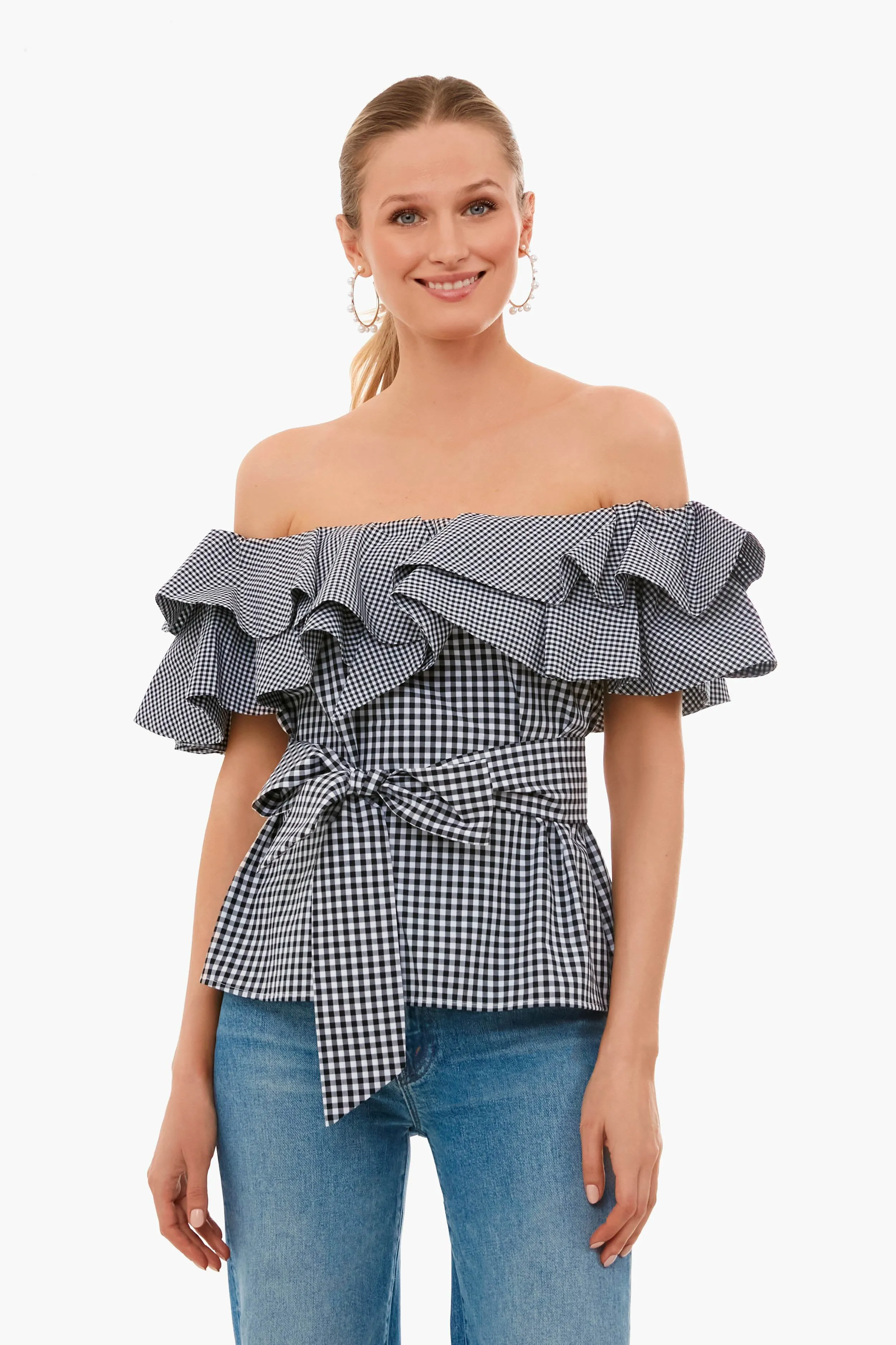 Gold And Pearl Hoop Earrings sold by Tuckernuck product image thumbnail 3