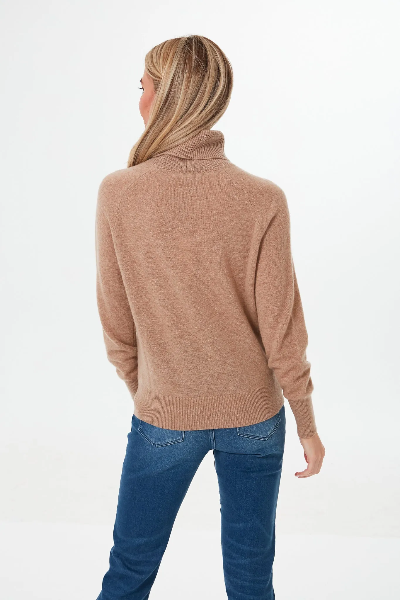 Camel Heather Ribbed Trim Cashmere Turtleneck sold by Tuckernuck product image thumbnail 4