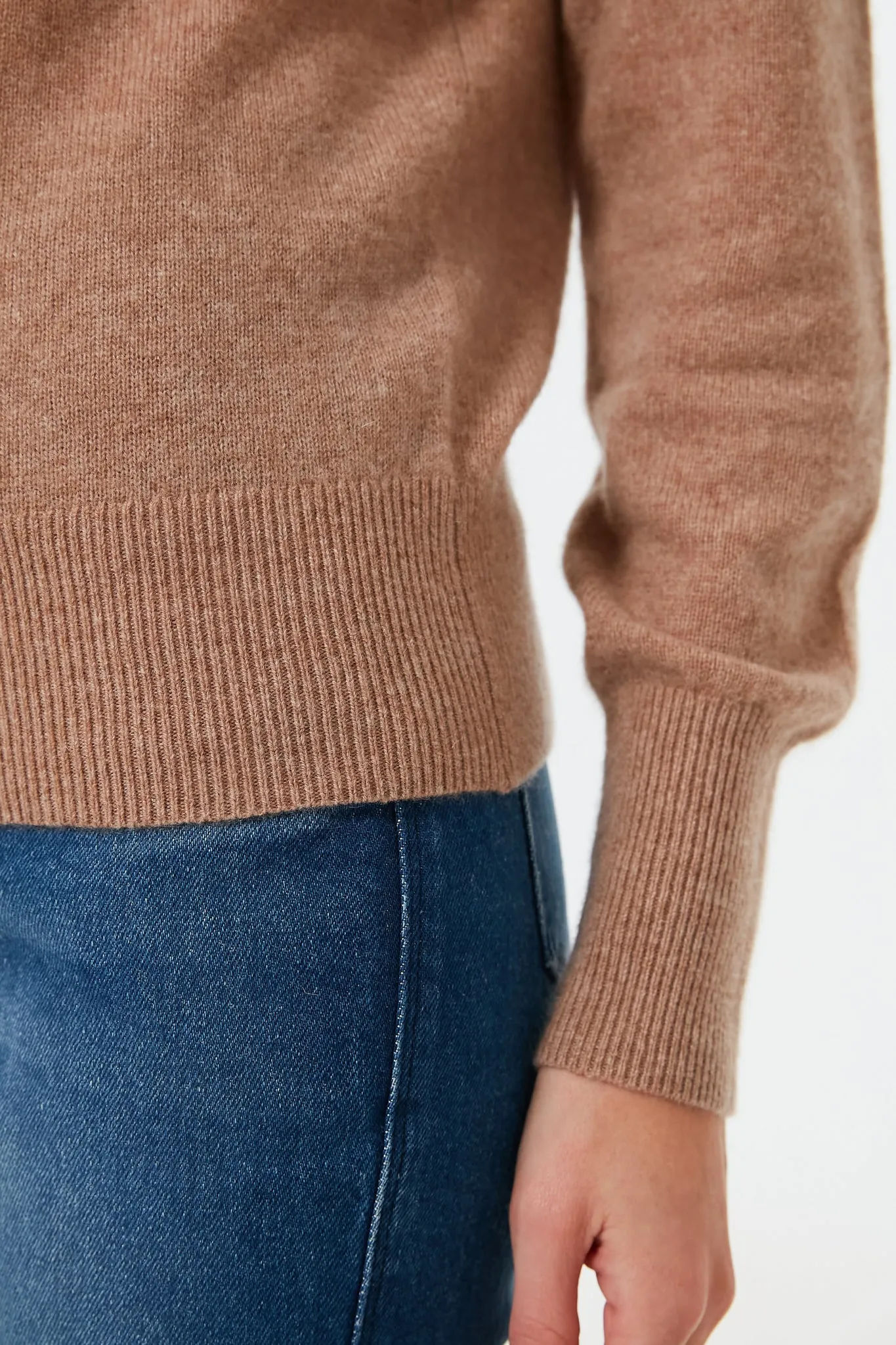 Camel Heather Ribbed Trim Cashmere Turtleneck sold by Tuckernuck product image thumbnail 5