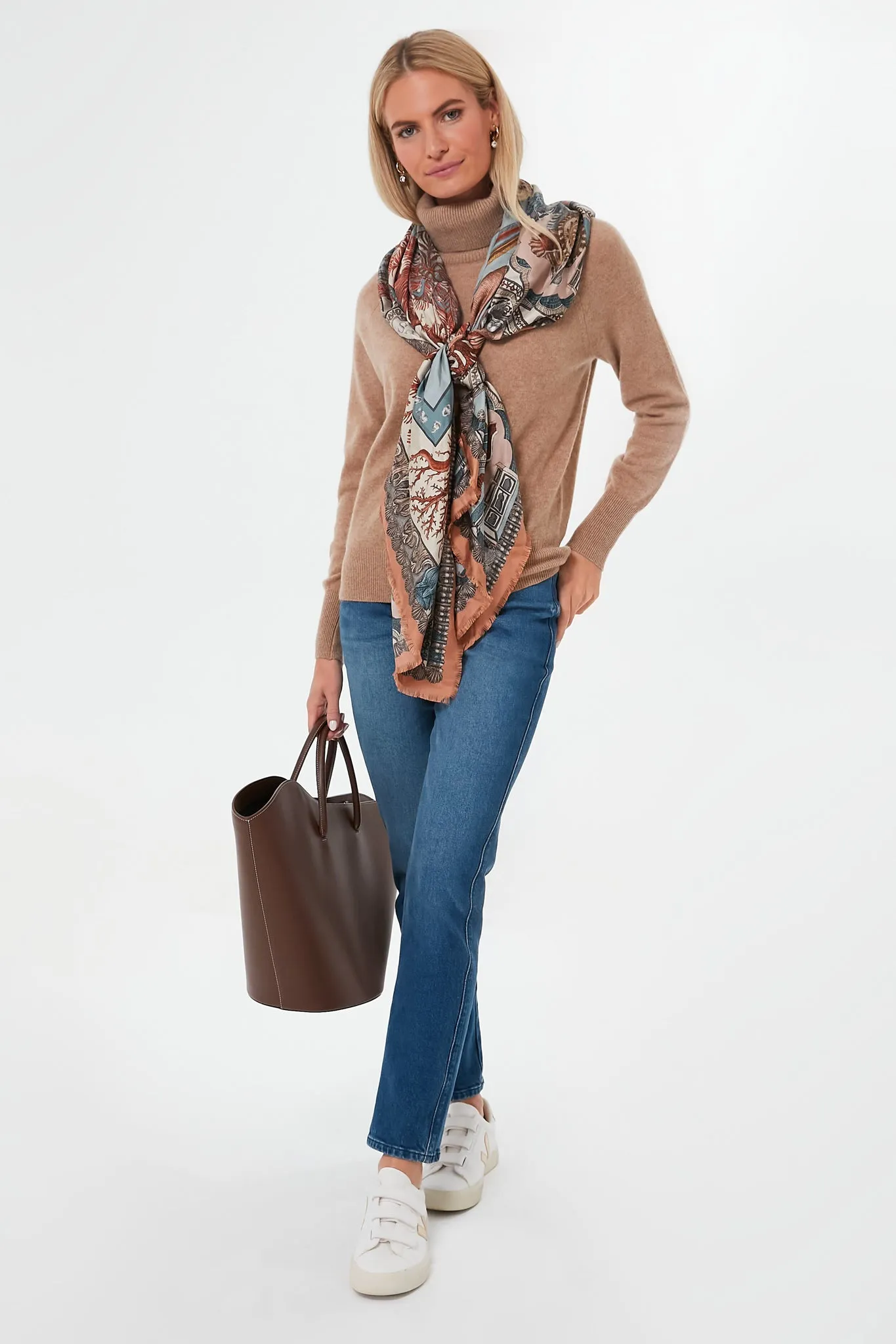 Camel Heather Ribbed Trim Cashmere Turtleneck sold by Tuckernuck product image thumbnail 2