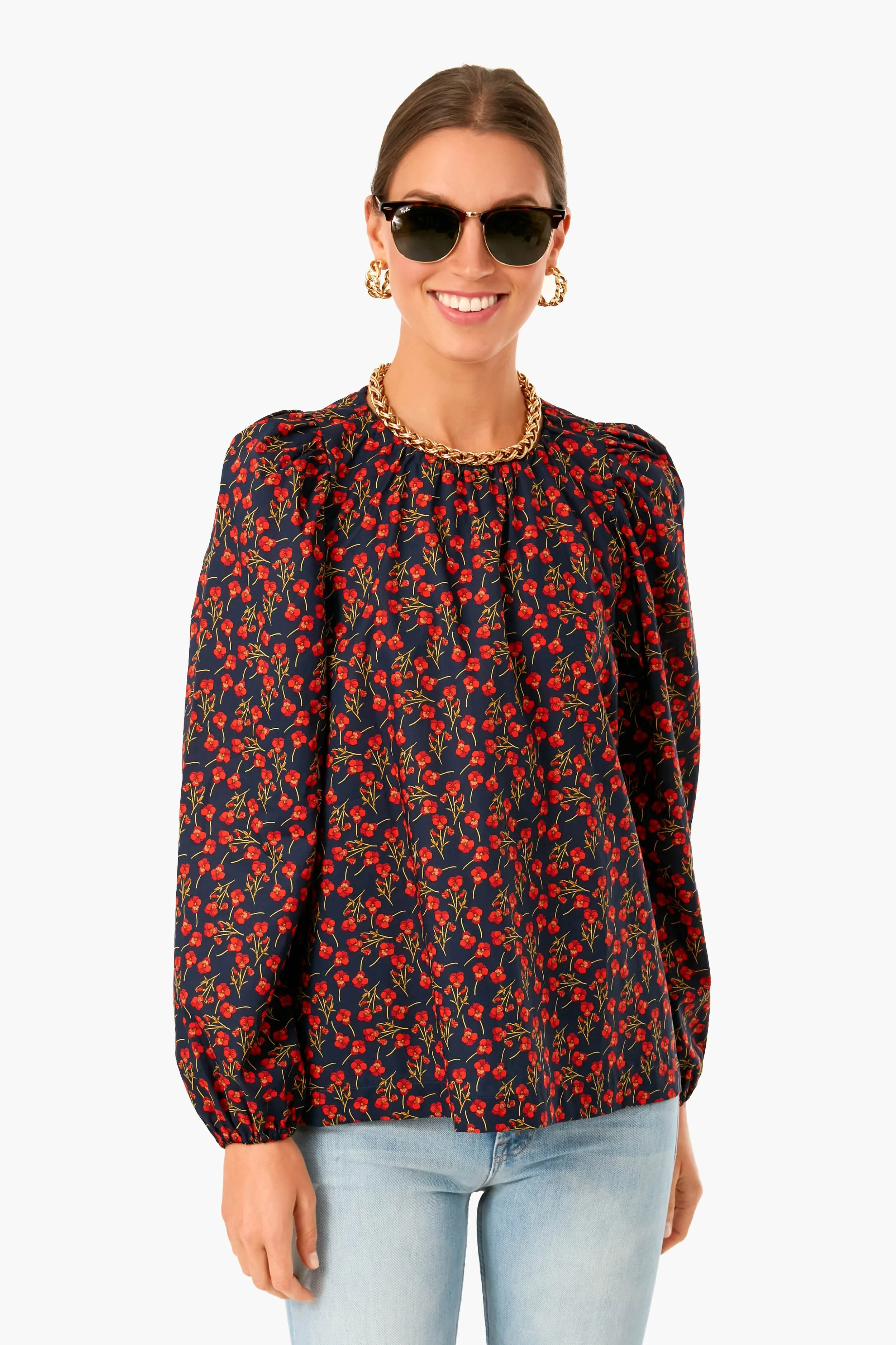 Ros Red Annelia Blouse sold by Tuckernuck