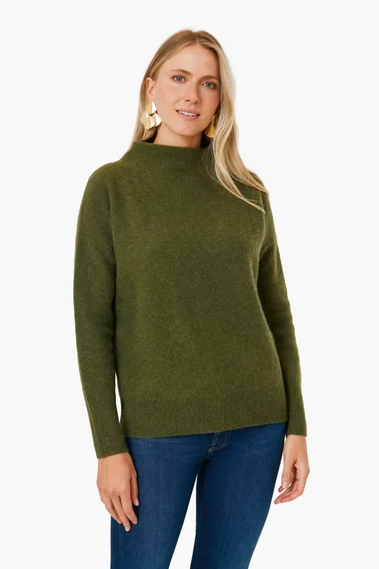 Heather Bay Leaf Funnel Neck Sweater made by Tuckernuck