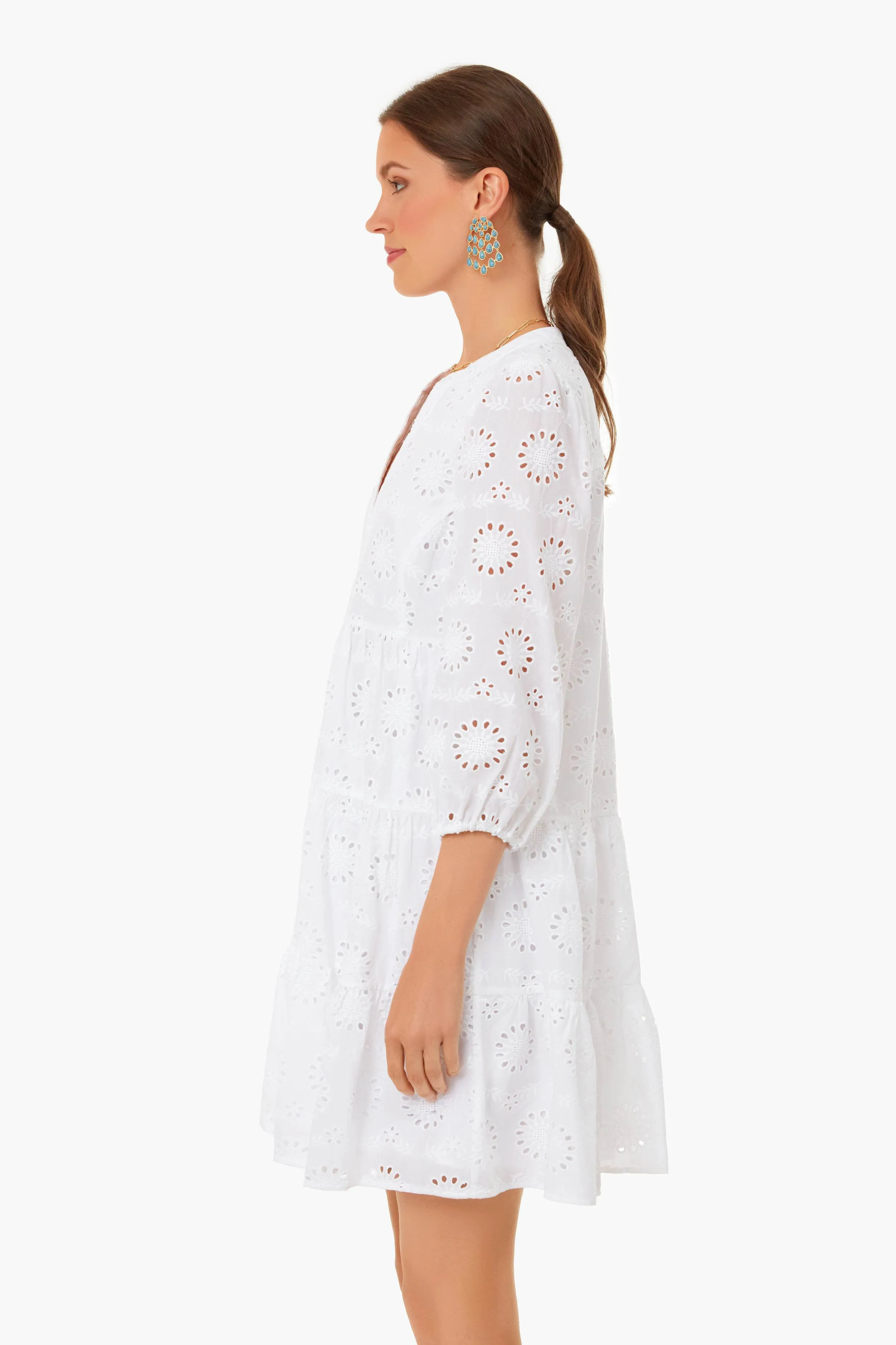 White Eyelet Long Sleeve Tunic Dress sold by Tuckernuck product image thumbnail 3