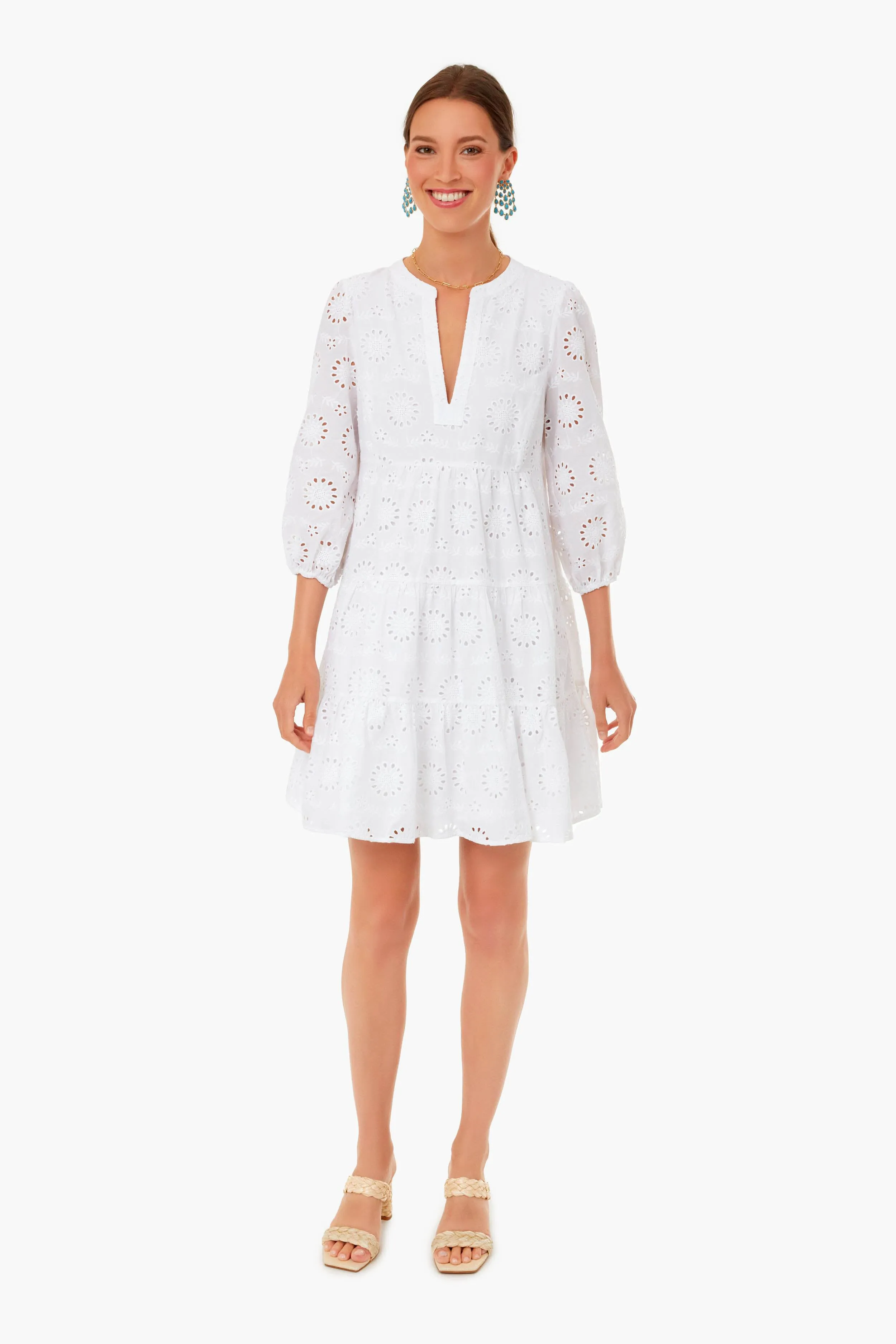 White Eyelet Long Sleeve Tunic Dress sold by Tuckernuck