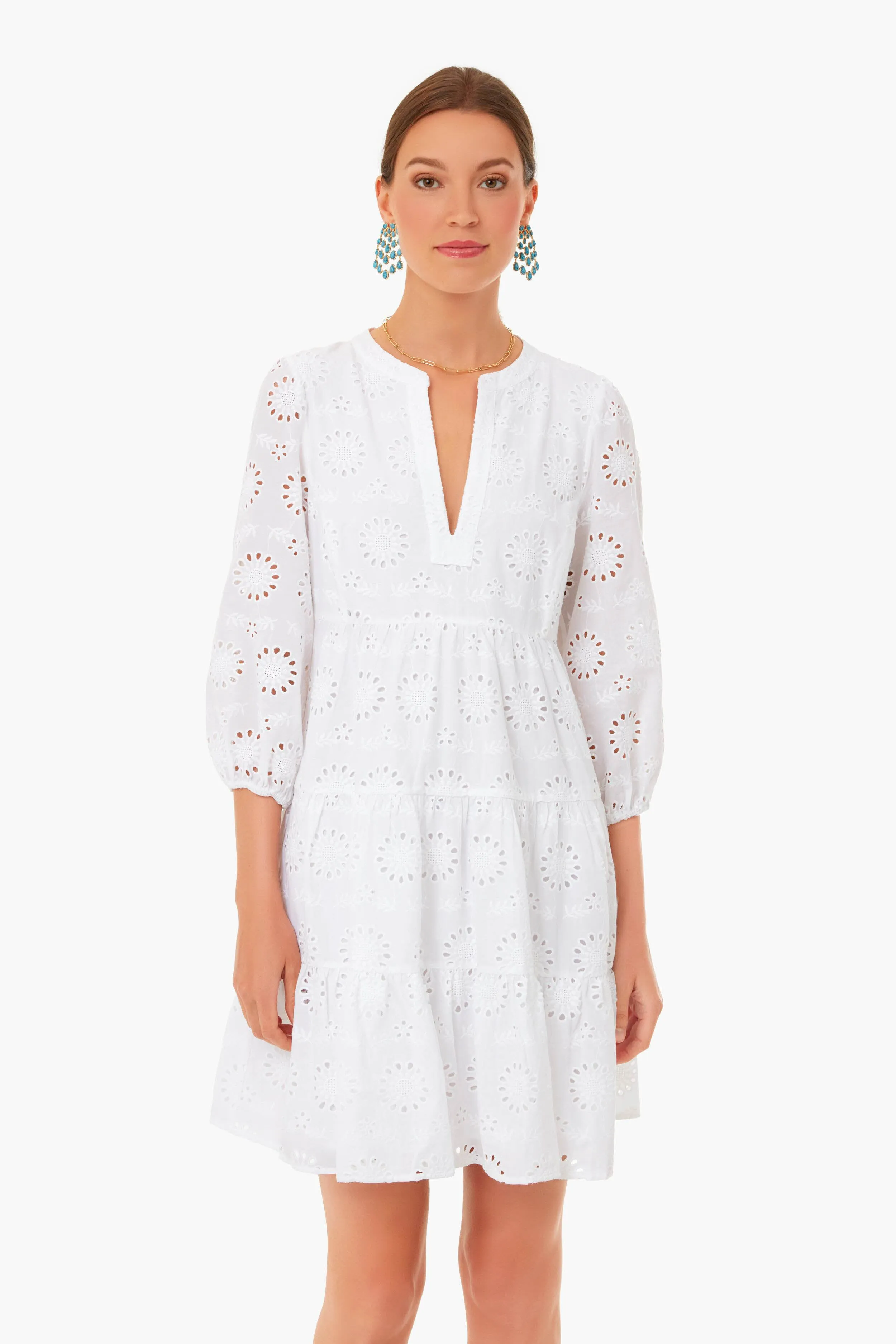 White Eyelet Long Sleeve Tunic Dress sold by Tuckernuck product image thumbnail 2