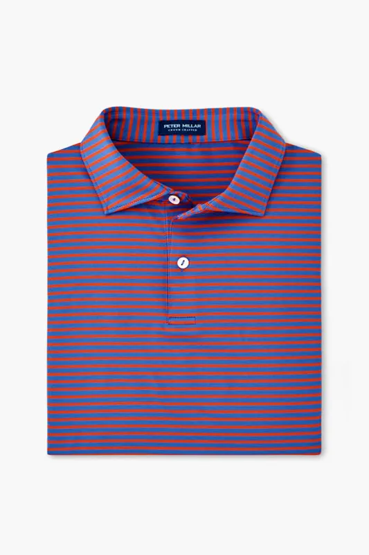 Navy Red Stripe Miles Performance Jersey Polo sold by Tuckernuck
