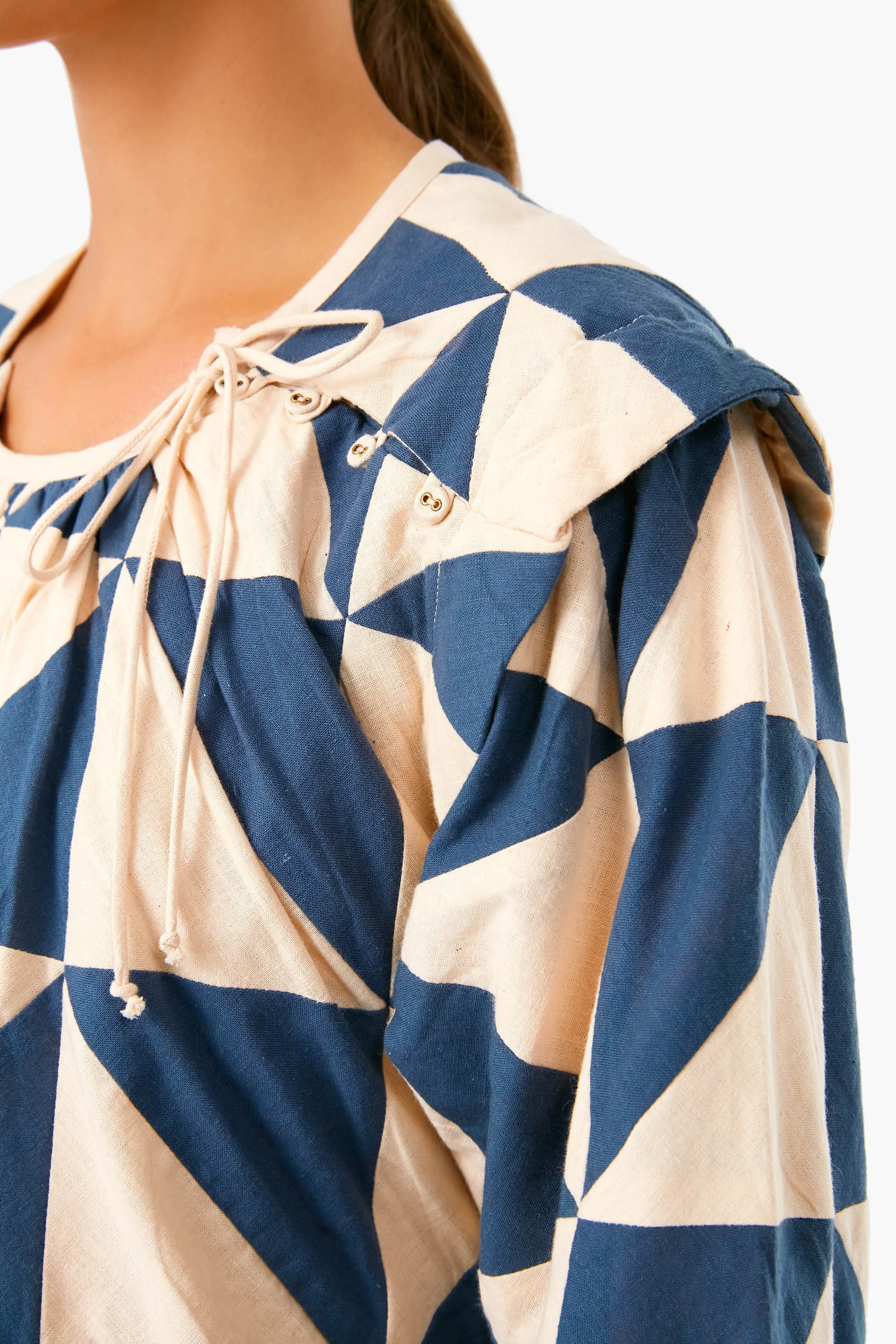 Navy Peach Patchwork Malaga Top sold by Tuckernuck product image thumbnail 5