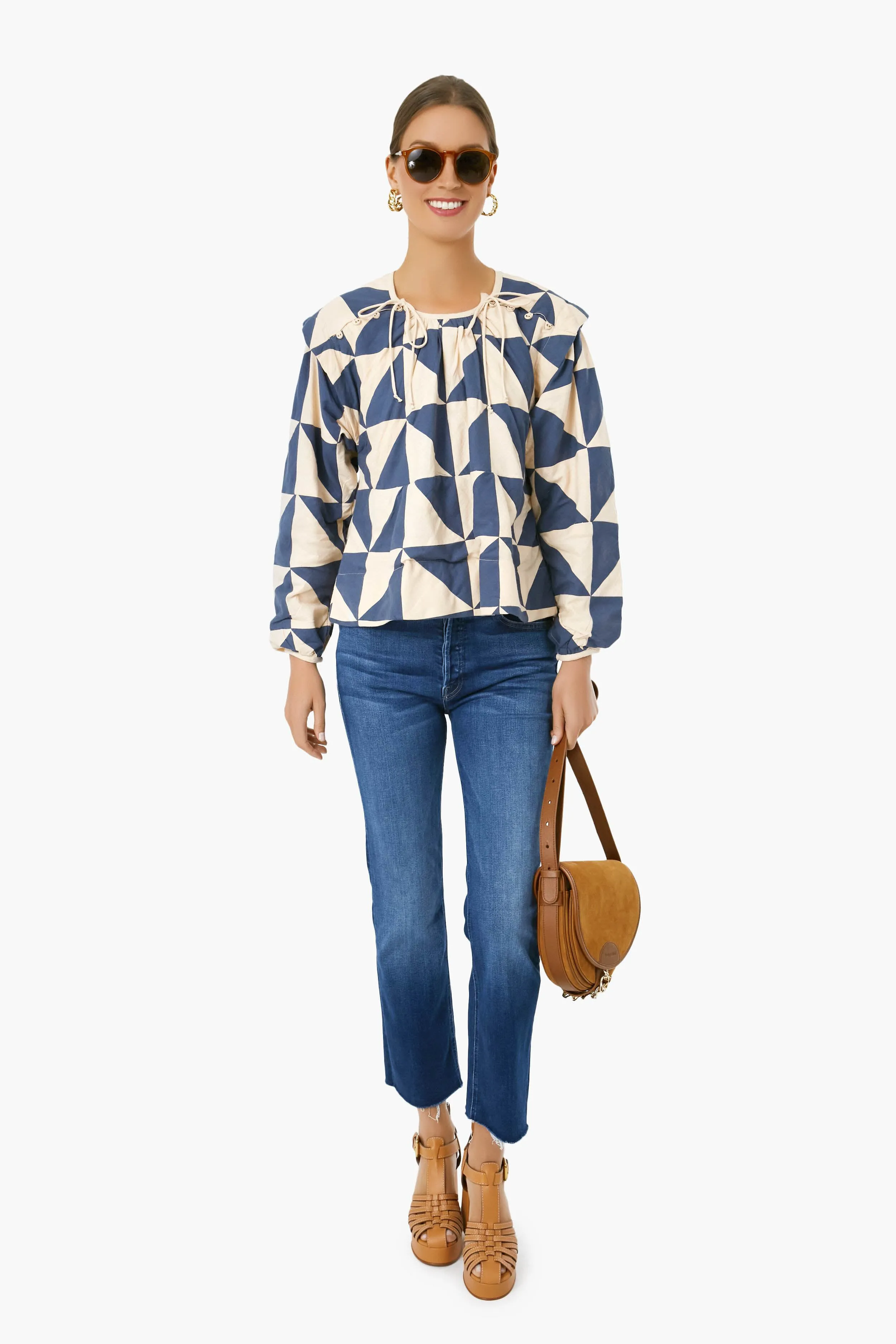 Navy Peach Patchwork Malaga Top sold by Tuckernuck product image thumbnail 2