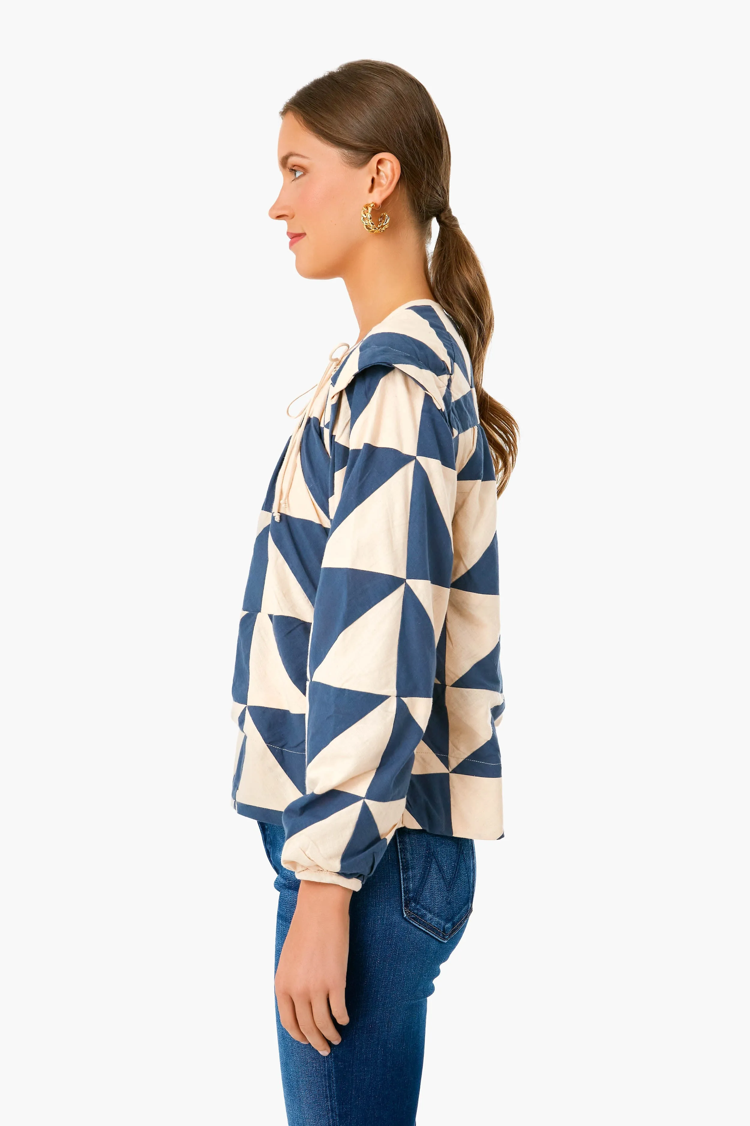 Navy Peach Patchwork Malaga Top sold by Tuckernuck product image thumbnail 3