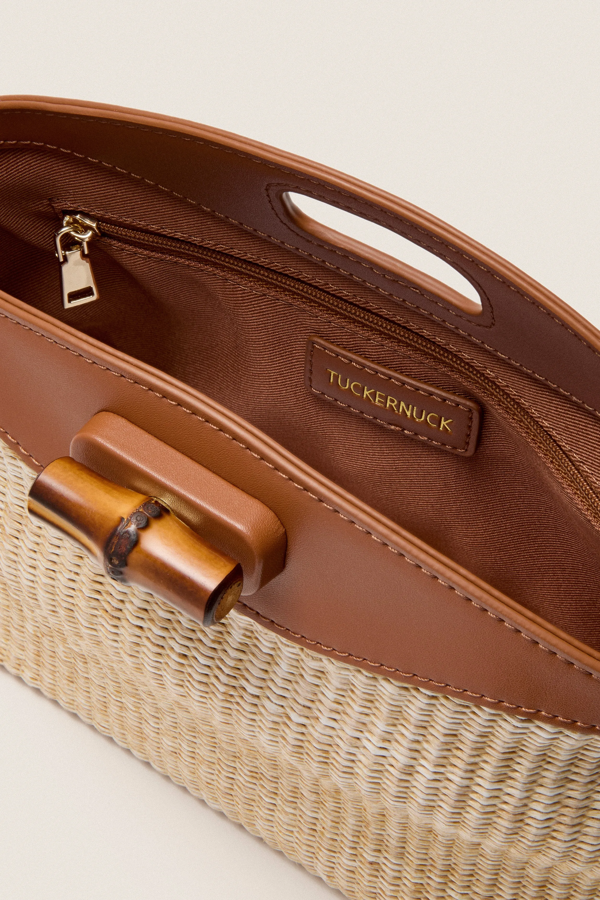 Cognac and Raffia Lock Clutch sold by Tuckernuck product image thumbnail 3