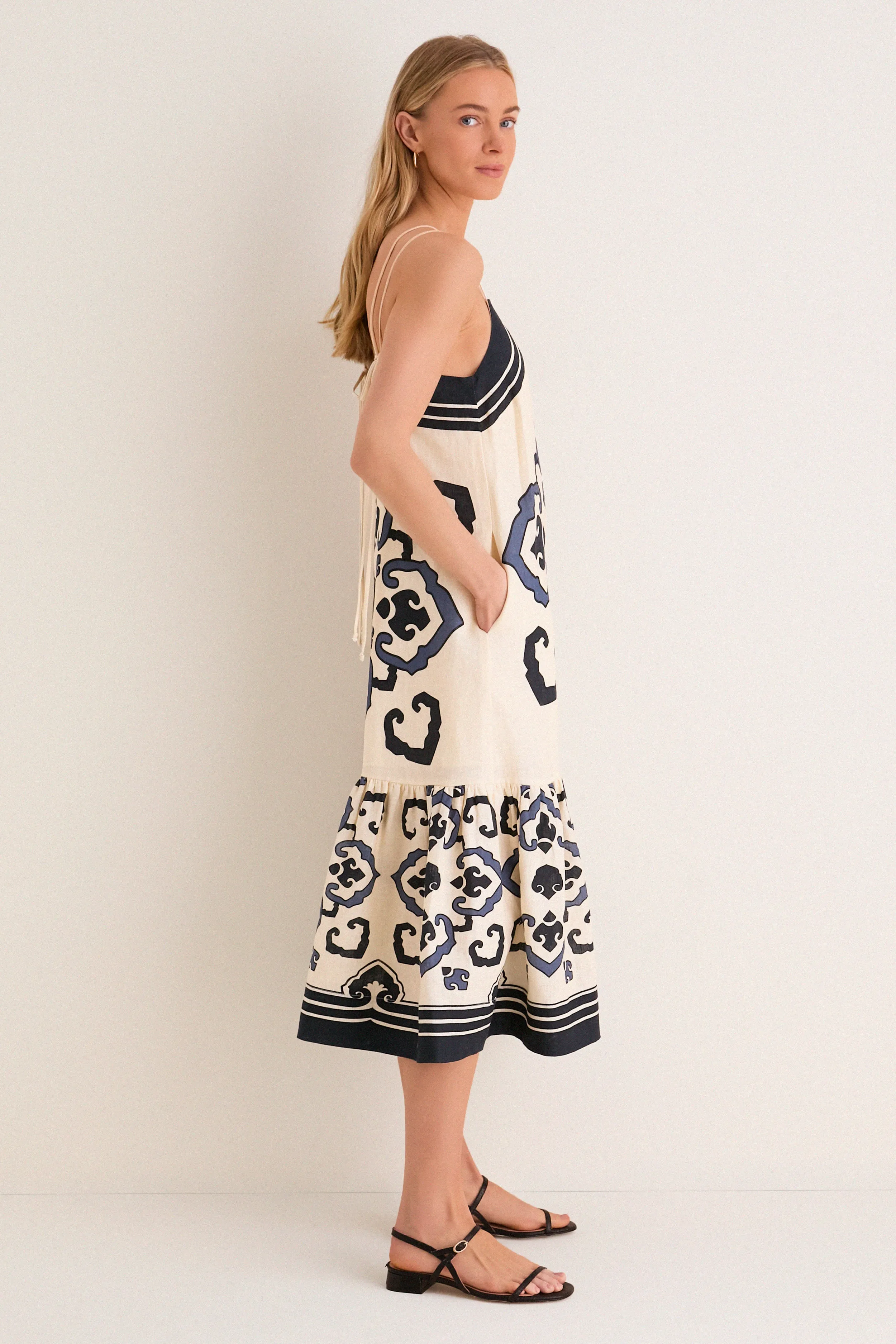 Exclusive Cream Blaise Print Spaghetti Strap Dress sold by Tuckernuck product image thumbnail 4