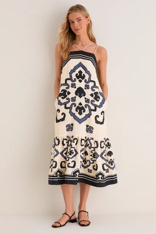 Exclusive Cream Blaise Print Spaghetti Strap Dress made by Sea New York