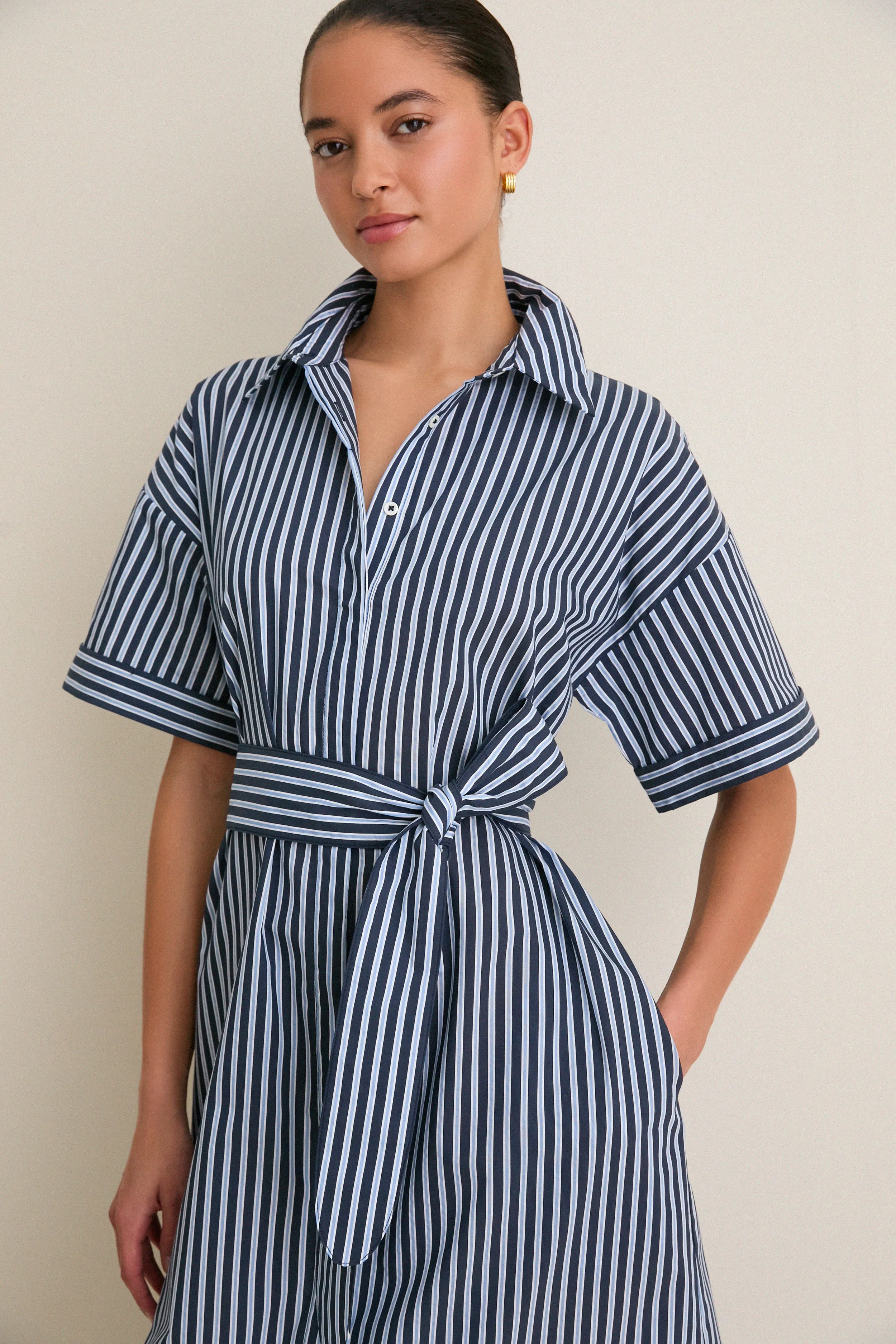 Navy and Light Blue Stripe Zacara Dress sold by Tuckernuck product image thumbnail 5