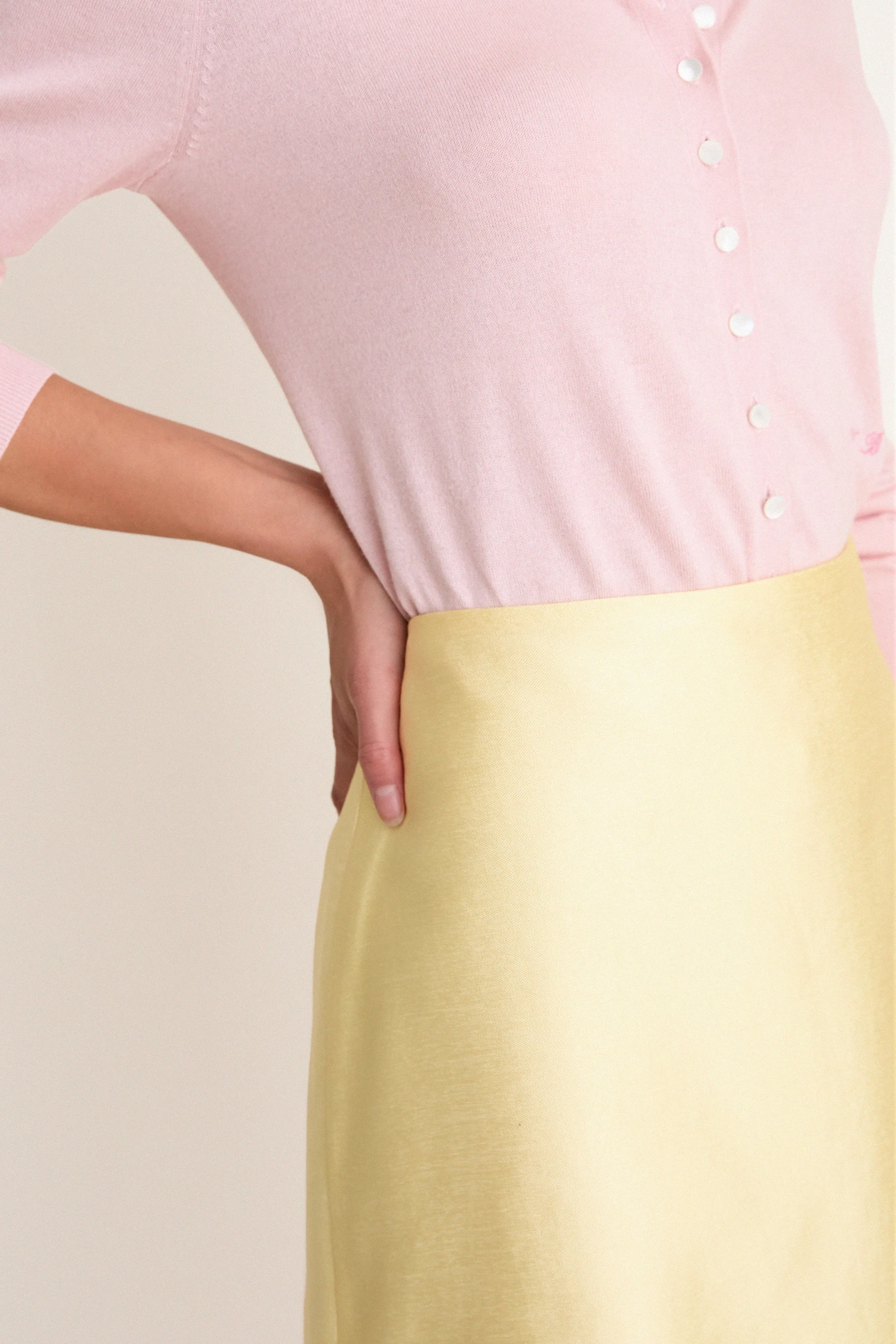 Pale Banana Dupioni Opal Straight Mini Skirt sold by Tuckernuck product image thumbnail 5