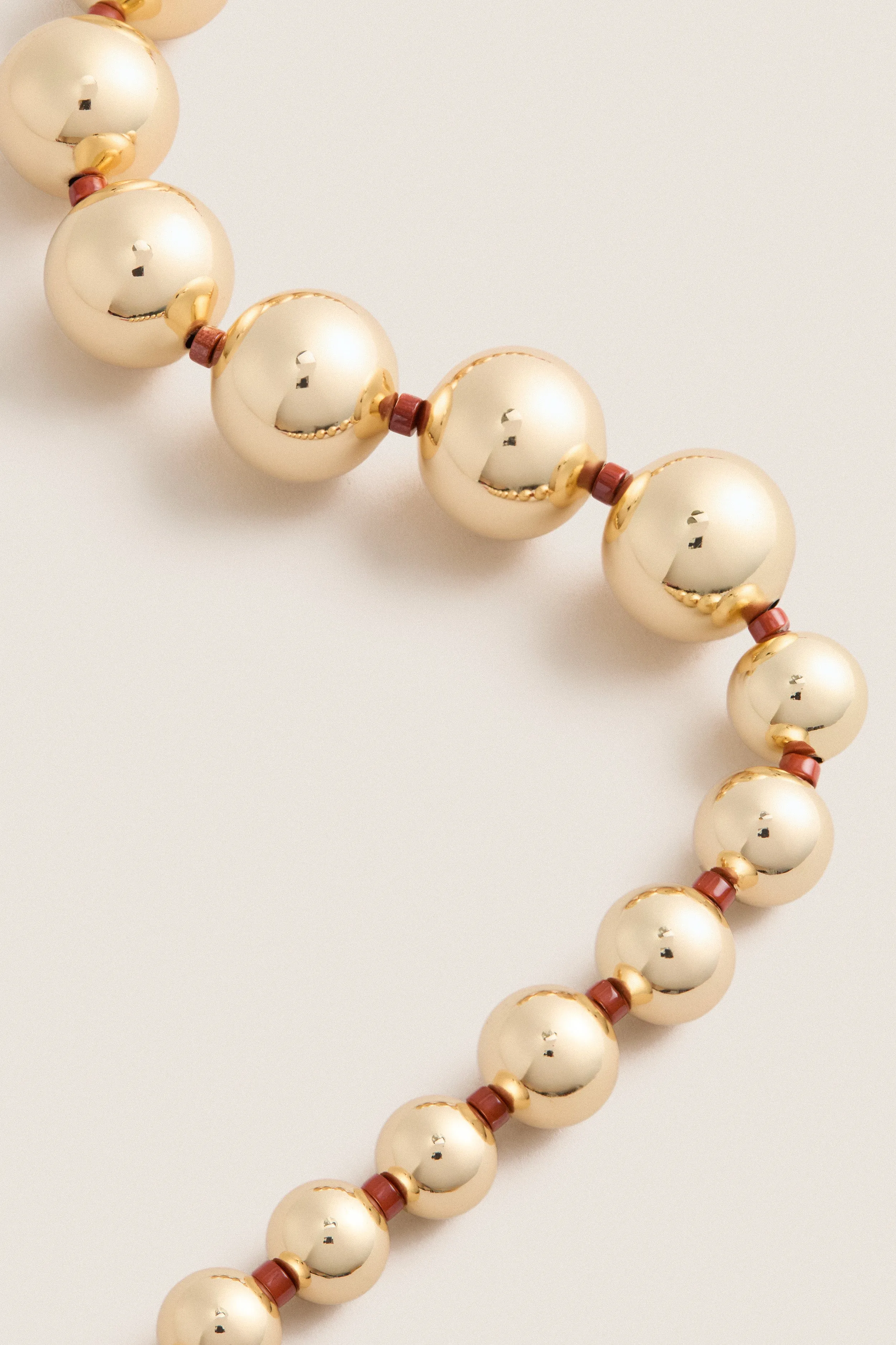 Gold and Red Jasper Large Beaded Metal Ball Necklace sold by Tuckernuck product image thumbnail 3