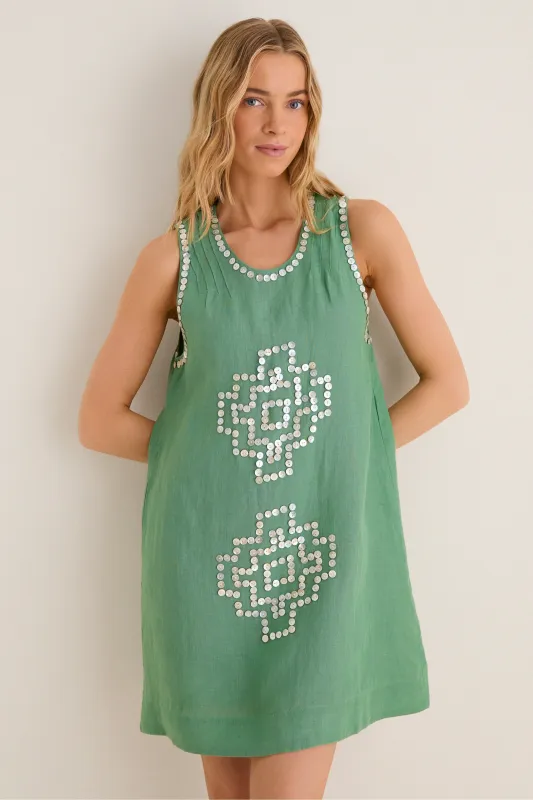 Green Leaf Eva Mini Dress made by Tuckernuck